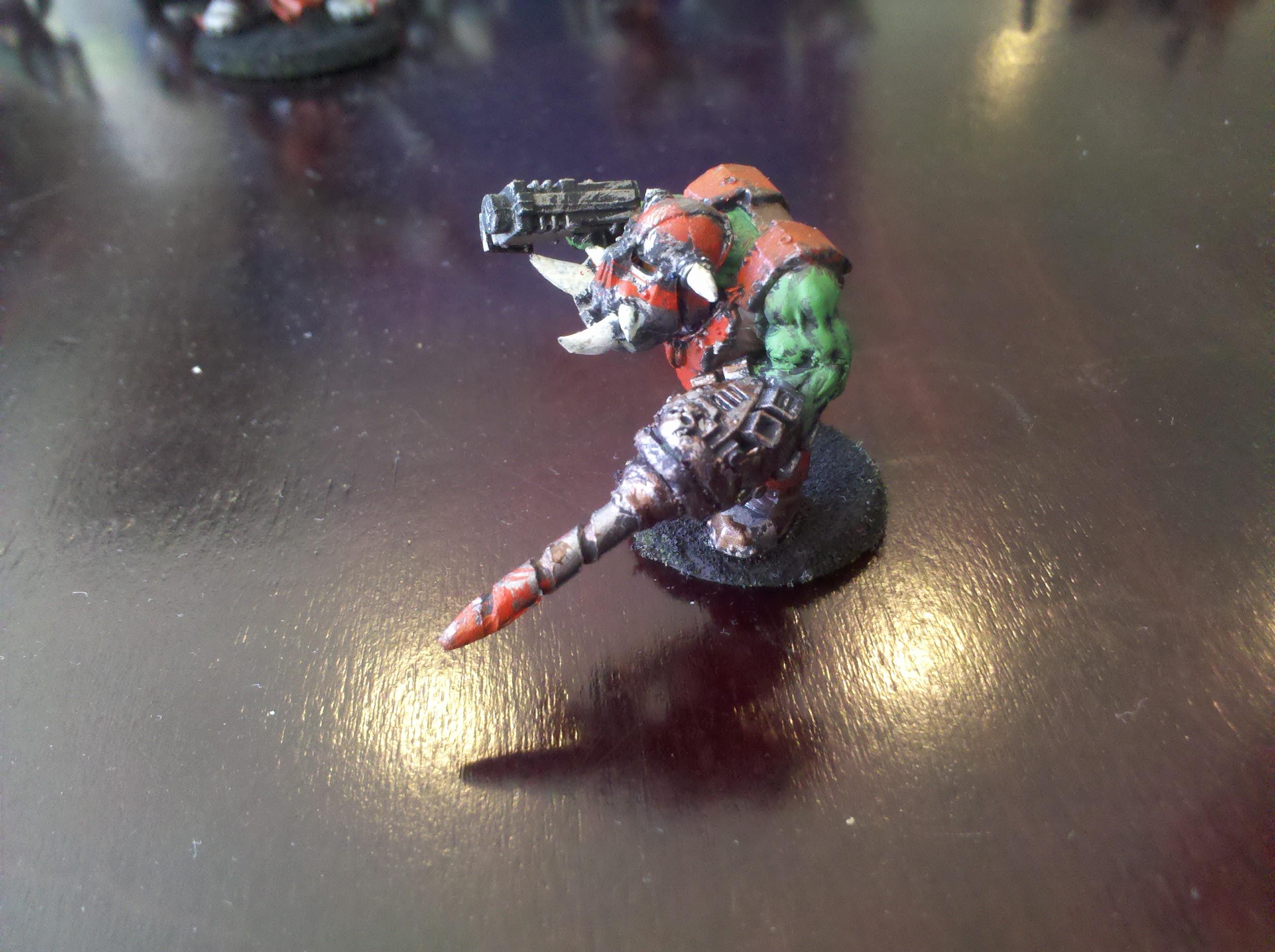 Cybork, Orks, Drill Arm with Fantasy Head/Jaw -- Painted