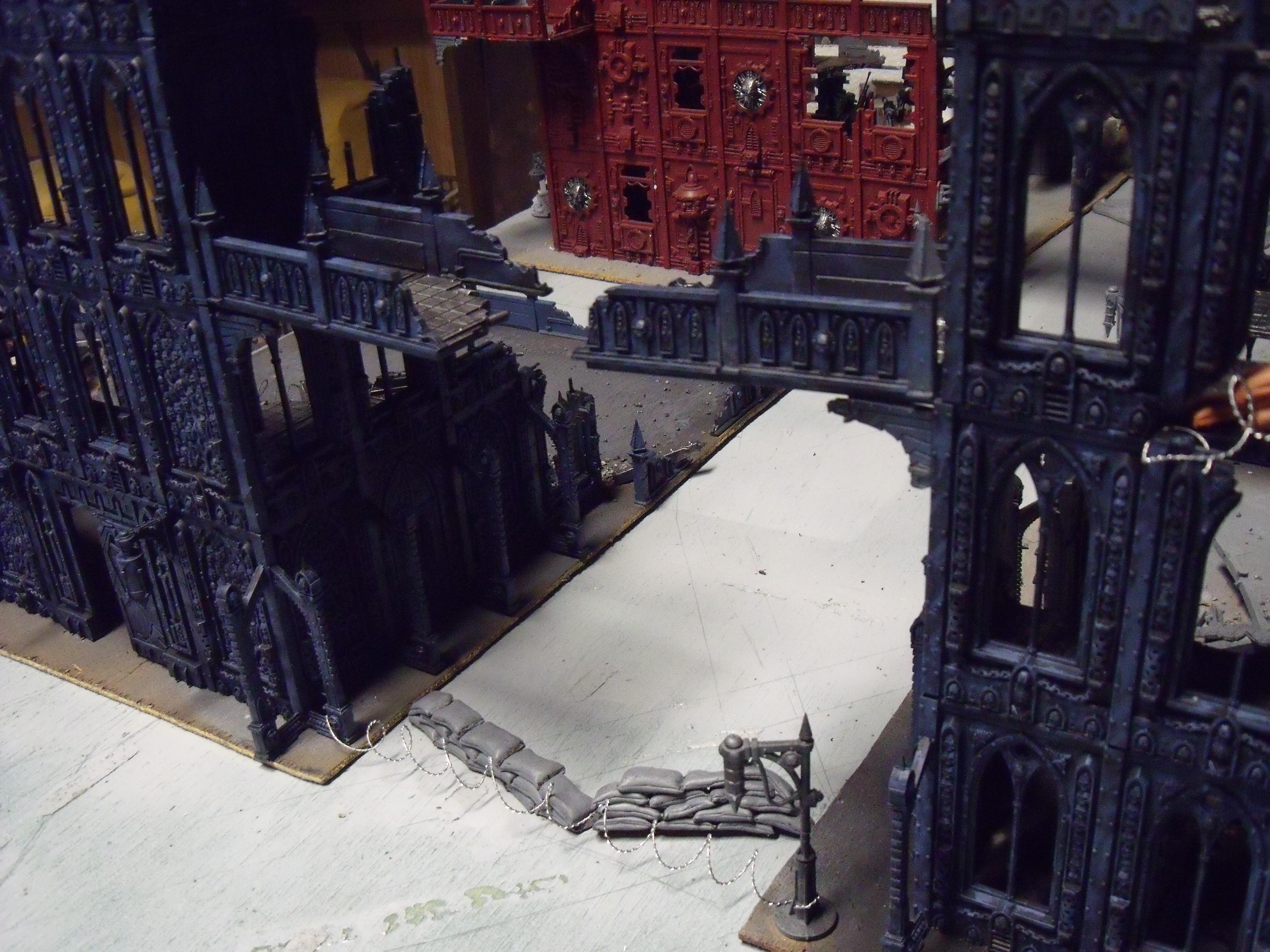 A close up of the broken catwalk with my manufactorum in the back ground