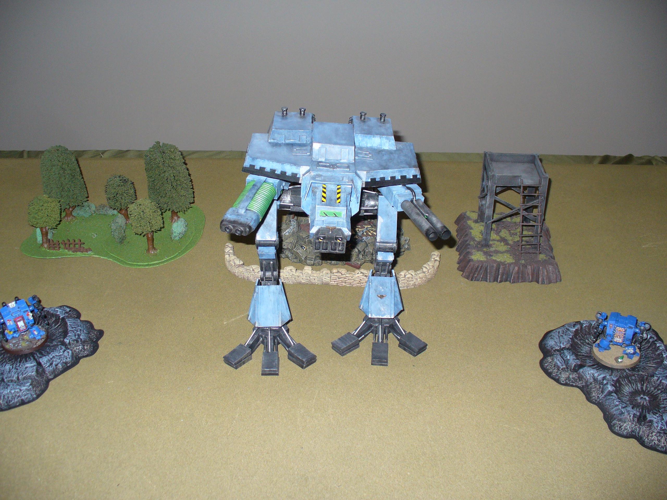 Frontal shot of Titan, Dreadnoughts in support on the flanks
