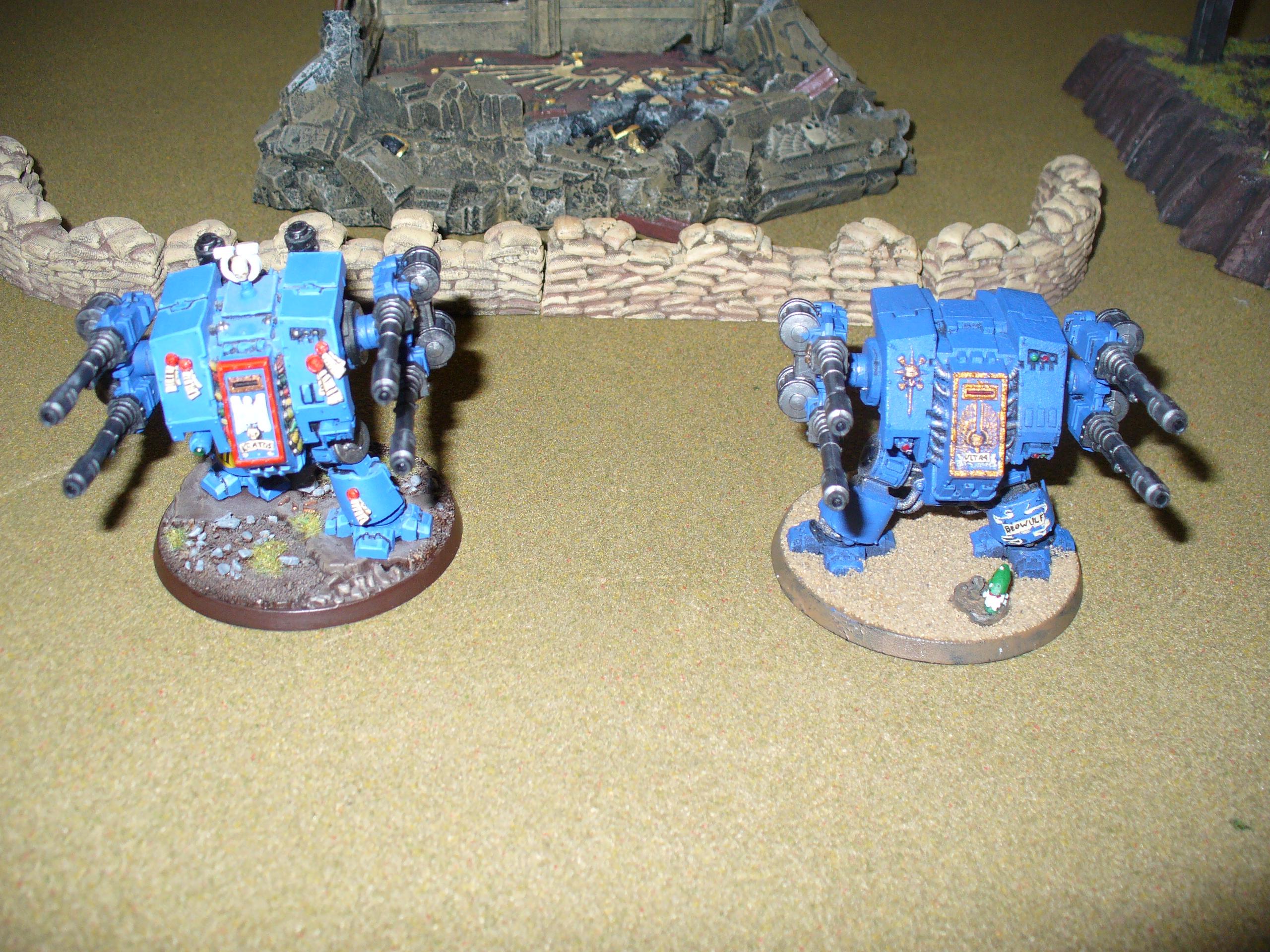 Close up of the two Dreadnoughts with the new magets and Autocannons