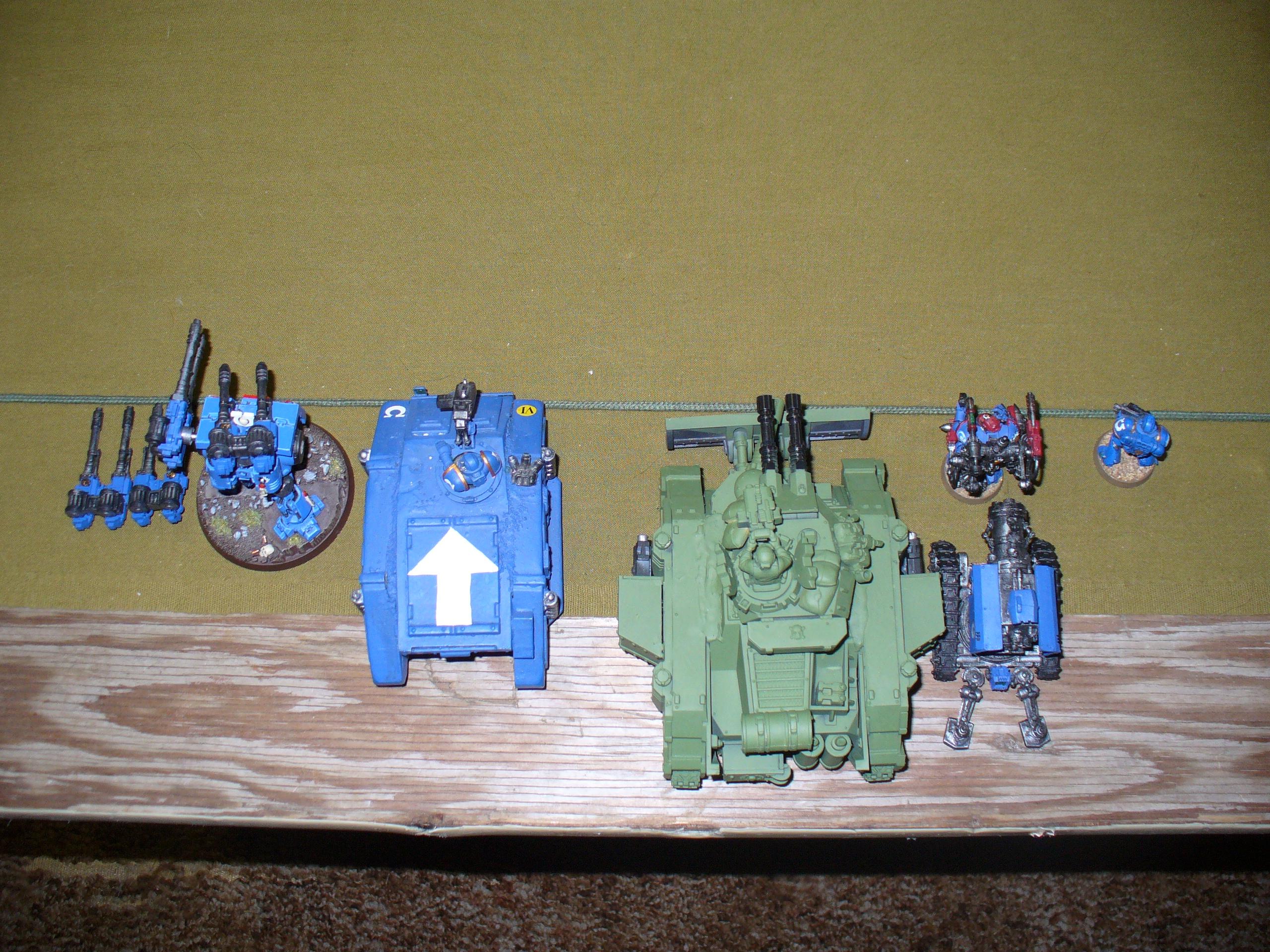 My casualties after his first turn of shooting, the green veh is a stand in for a dakka predator