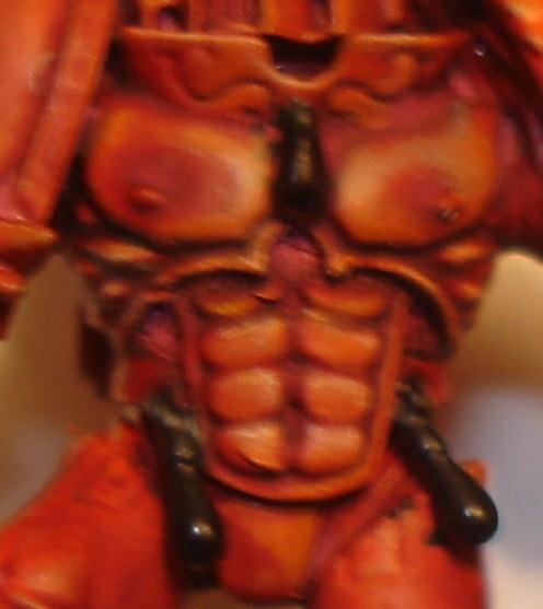 1.  After enamel, coat in mecharious orange.  2.  Hiit it with iyanden darksun wherever light hits it.  3.  wash Baal Red 2 coats  4.  Go back over it wth mech orange 5.  Get the edges with bleached bone
