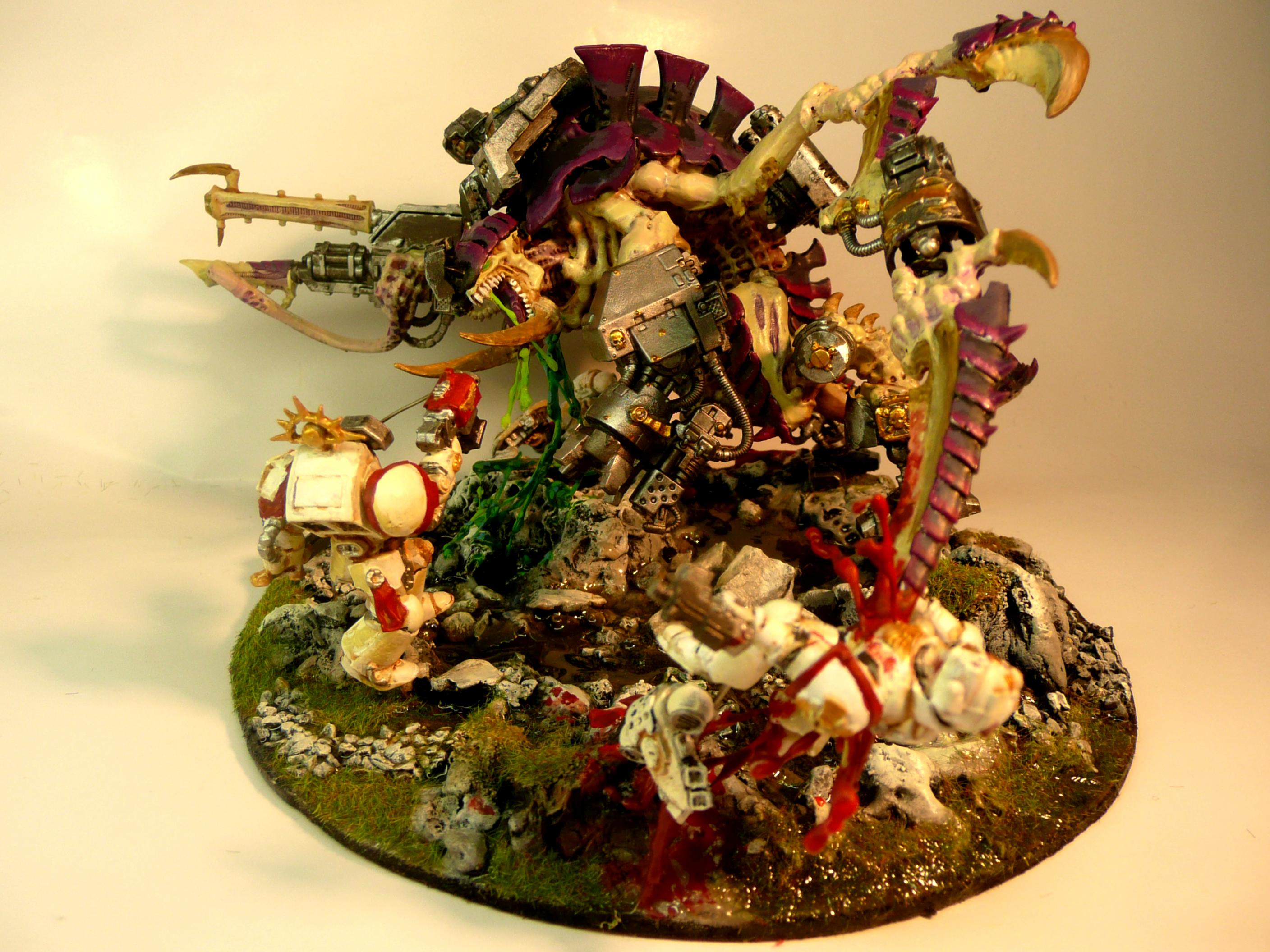 Blood, Carnifex, Diorama, Dreadnought, Gore, Scene, Space Marines, Tyranide, Tyranids, War, Warhammer 40,000, White Scars