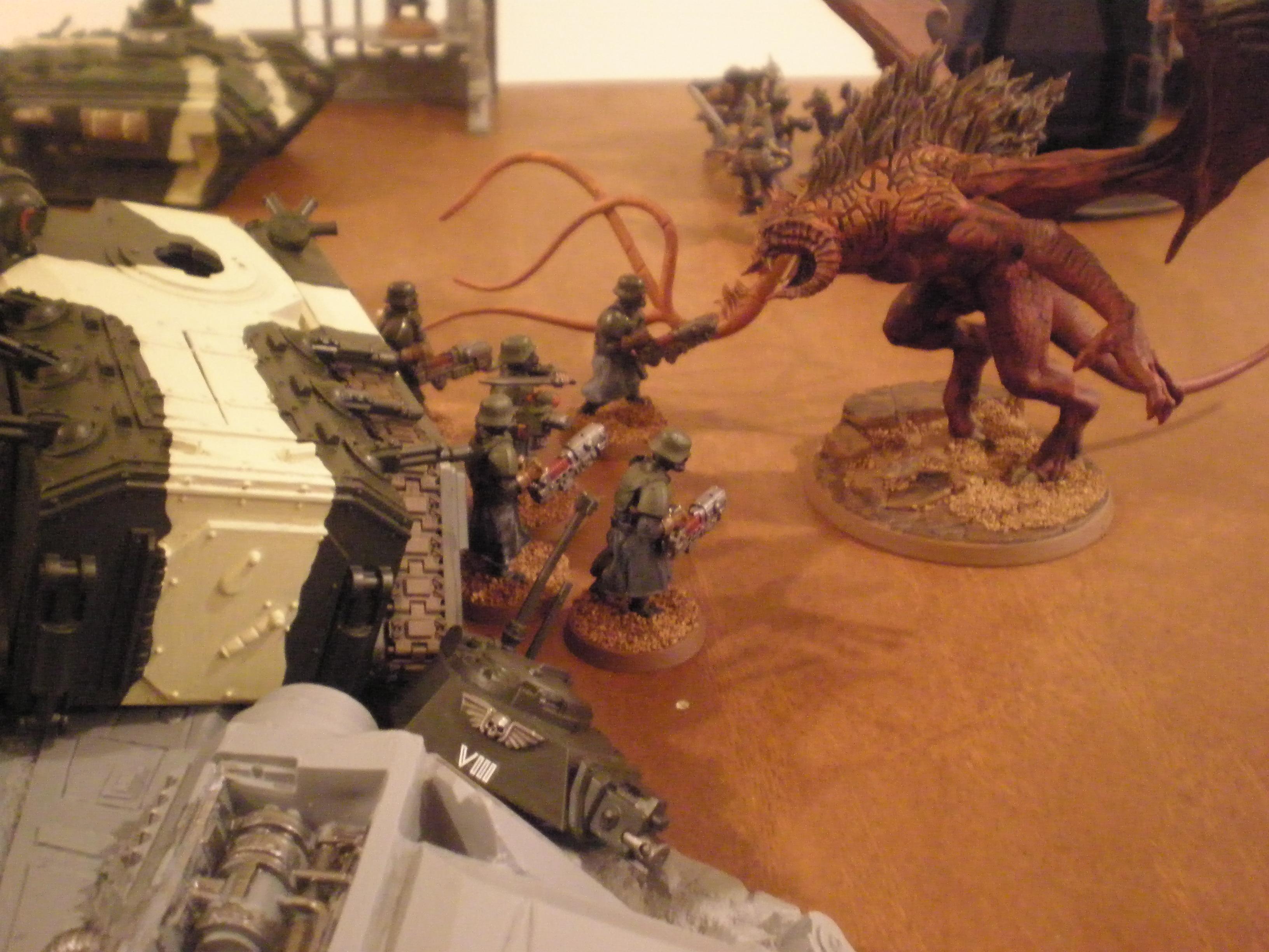 Imperial Guard, Commander Morgans chimera is destroyed by a massive demon