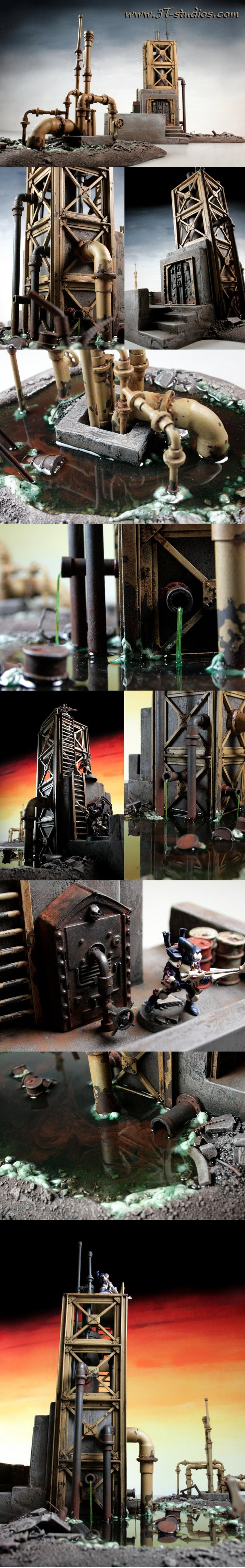Goo, Industrial, Pipes, Sludge, Terrain, Tower, Toxic, Valves, Waste