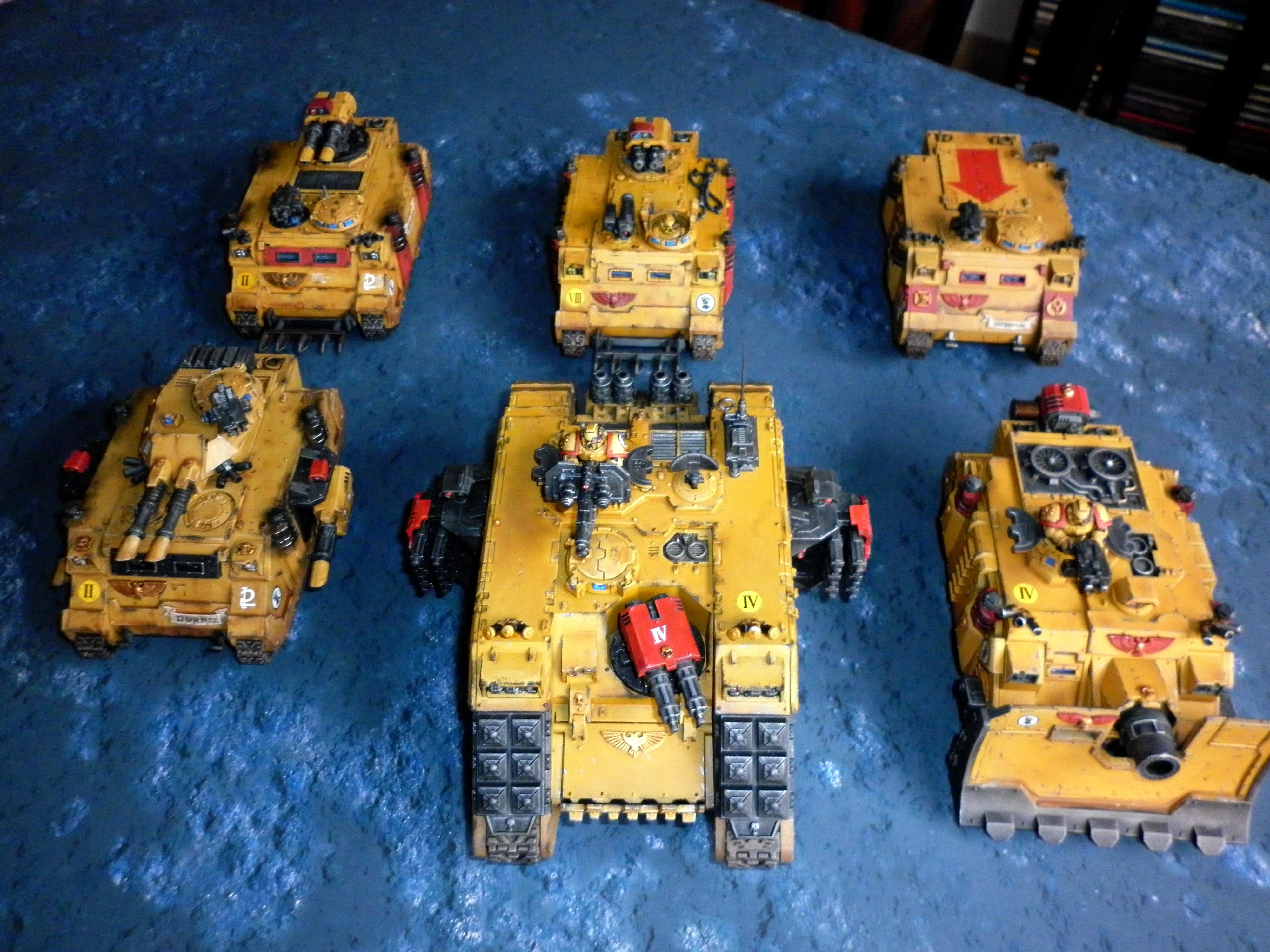 Imperial Fists, Land Raider, Predator, Razorback, Rhino, Space Marines 