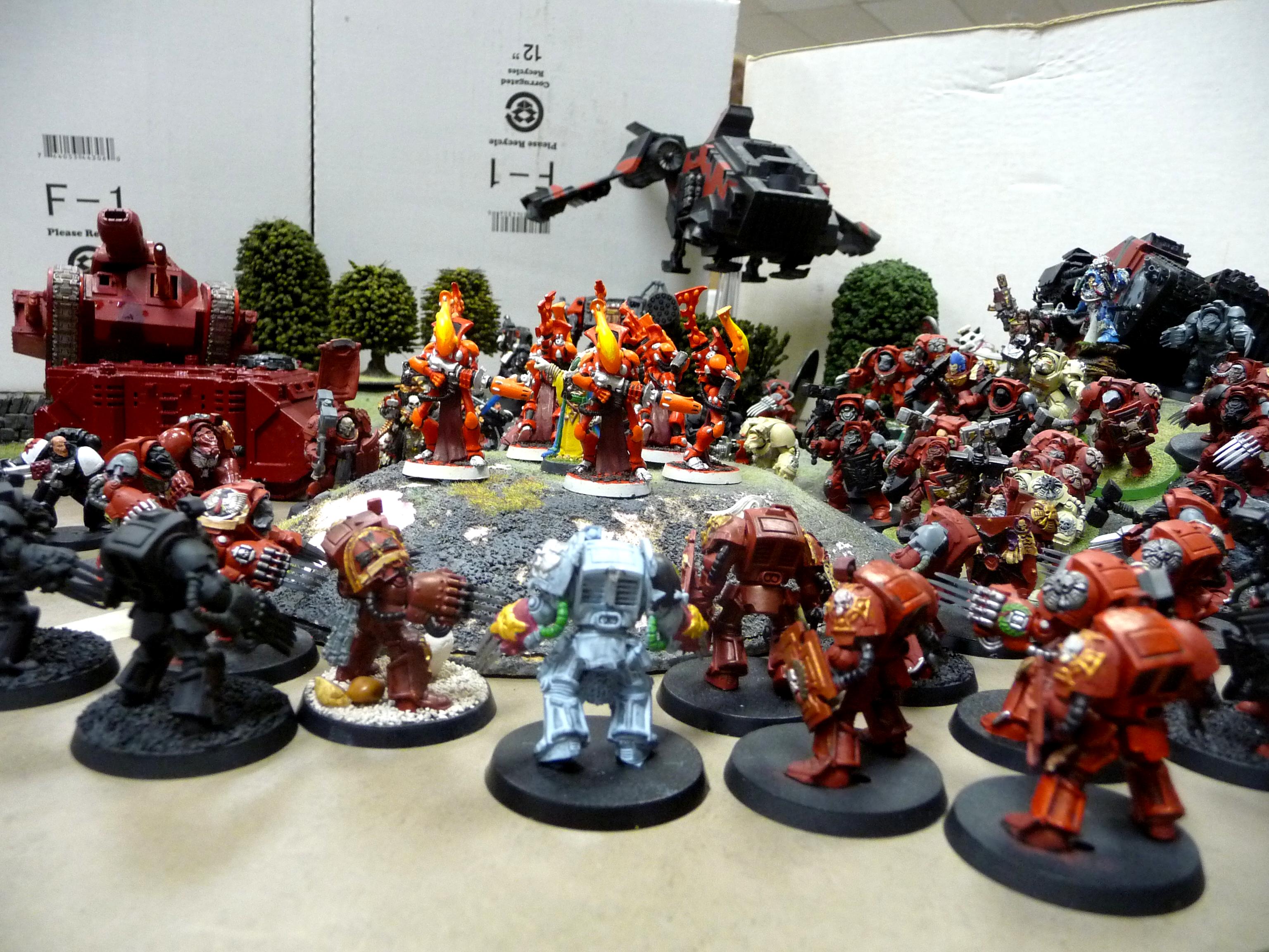 Black Templars, Blood Angeles, Dark Angeles, Eldar, Space Marines, Terminator Armor, Wraithguard