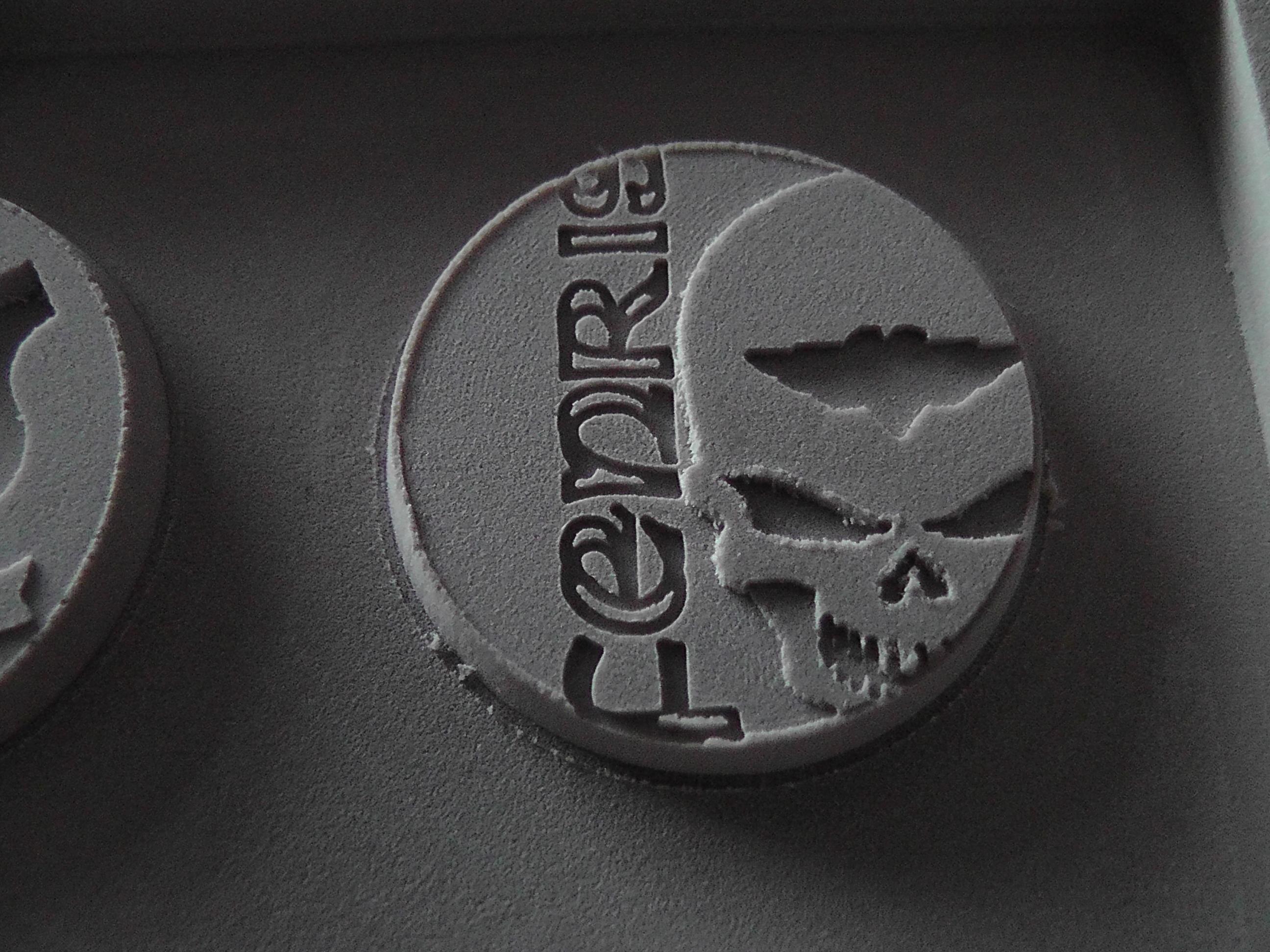 3D skull with engraved lettering