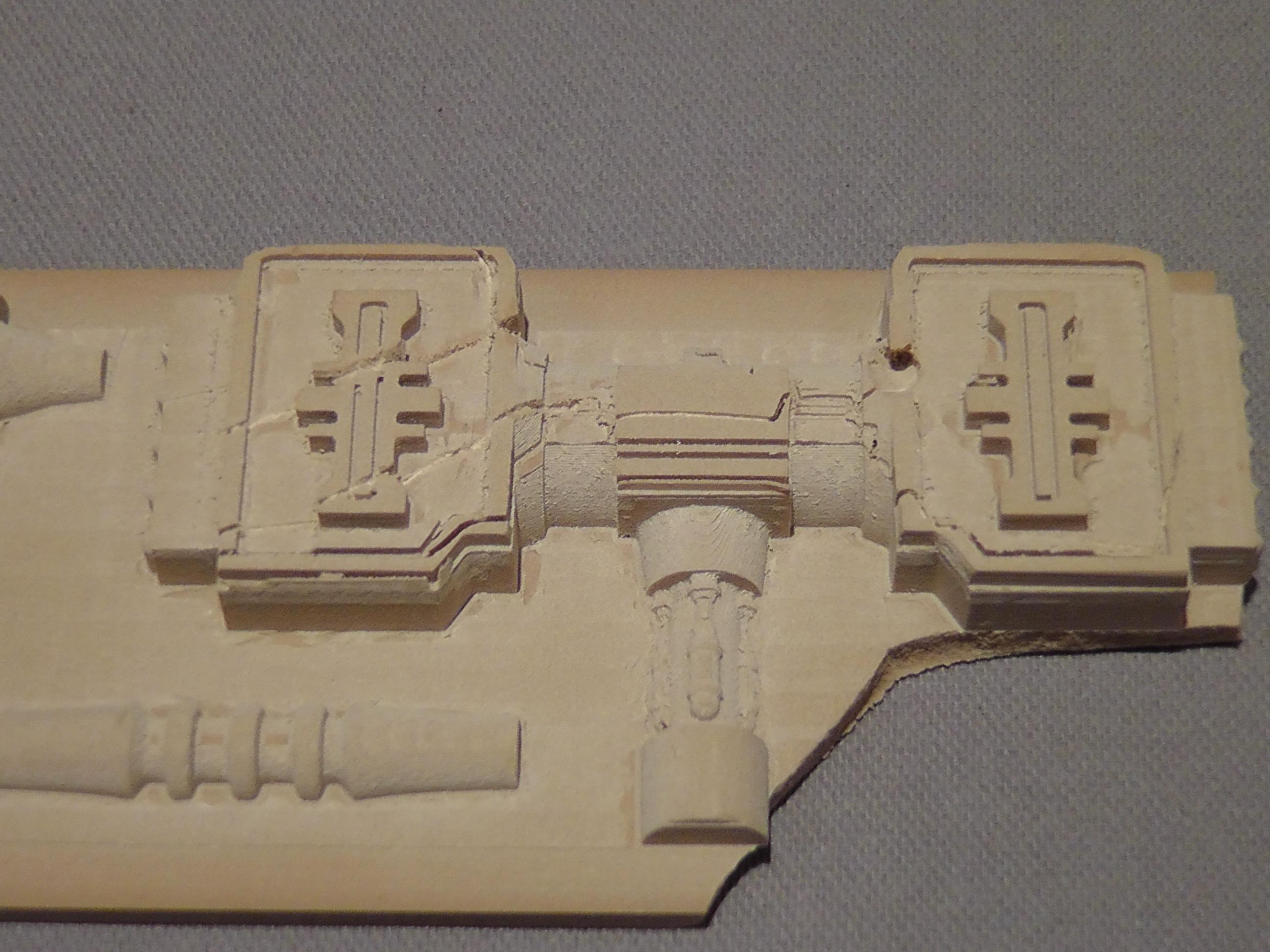One side of the hammerhead with "battle damage". It actually looks quite good in the flesh so I will try and recreate the effect on the next try