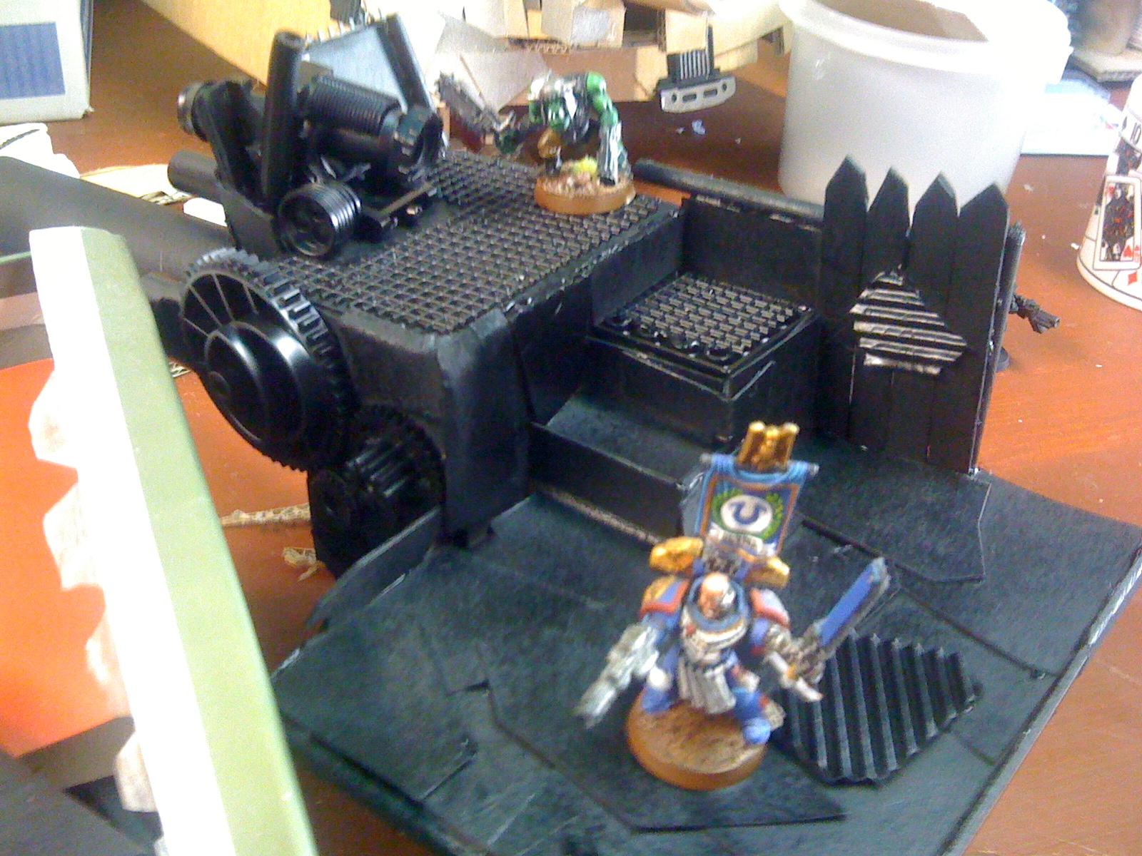 JUst a shot for scale, ork boy up top, SM captain on the lower deck