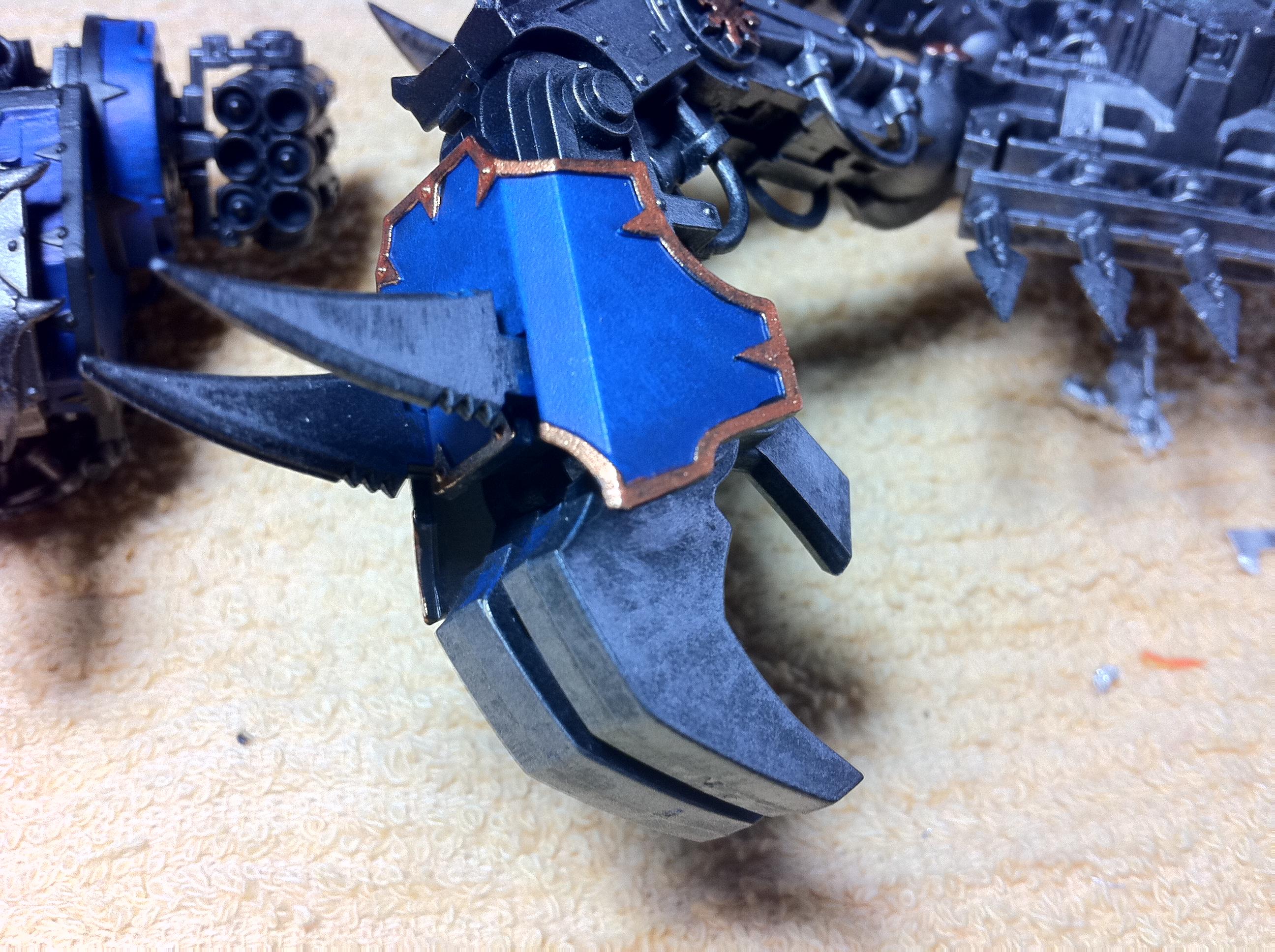 Blue, Chaos, Chaos Space Marines, Defiler, Gold, Scourged, Silver, Tzeentch, Warhammer 40,000, Work In Progress