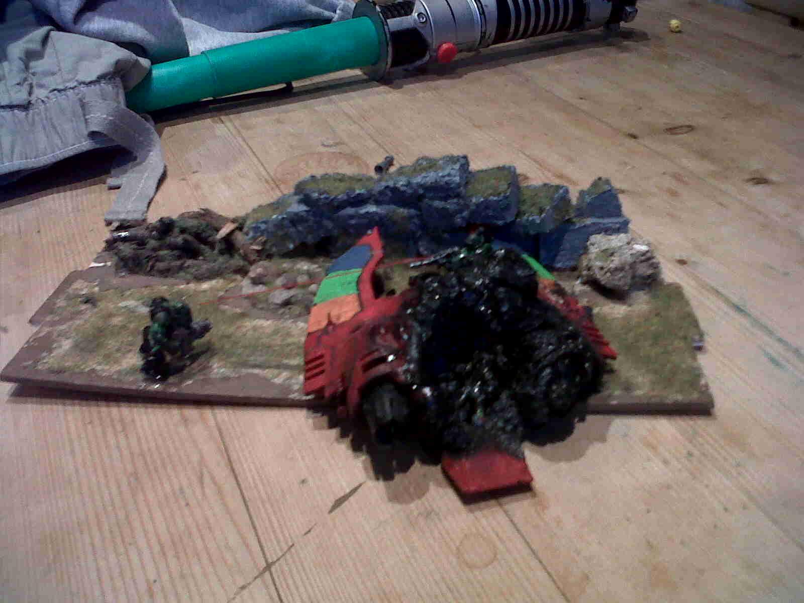 Crashed Falcon With Eldar Ranger Shooting Ork Boy Diarama