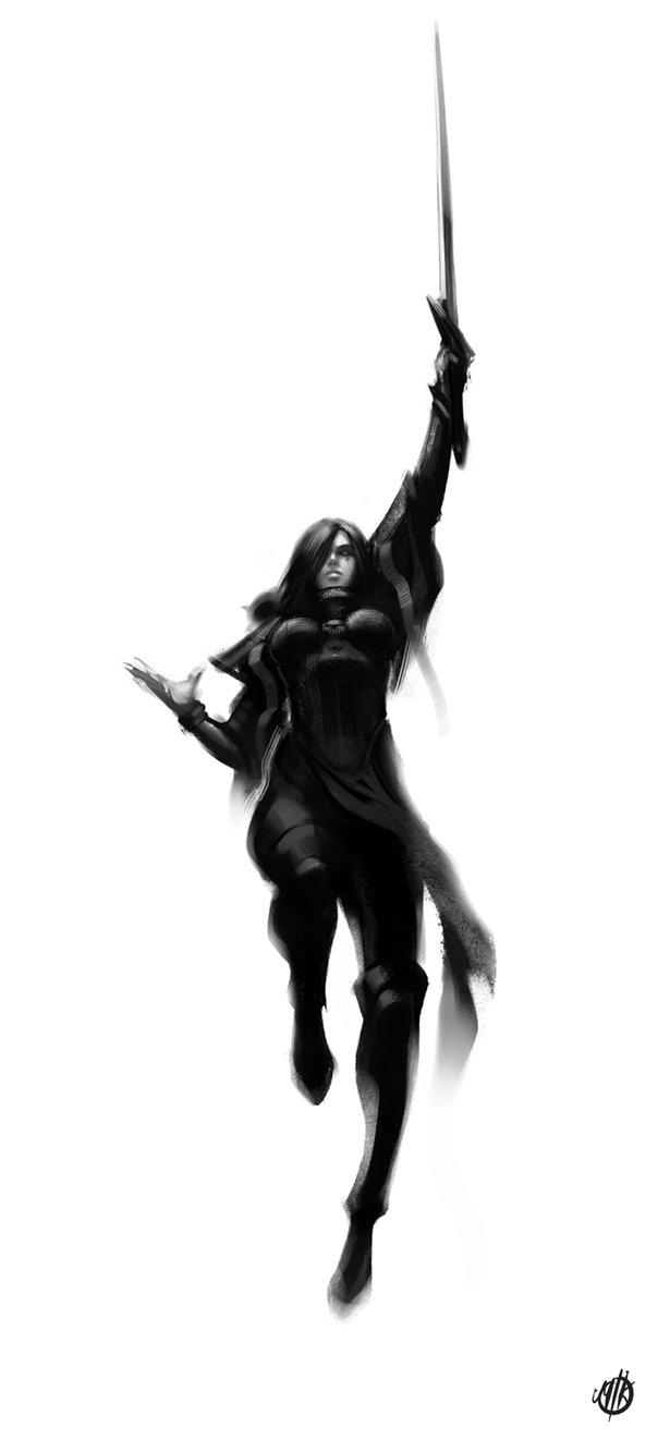 Adeptus Sororitas, Artwork, Black And White, Dynamic Pose, Sisters Of Battle