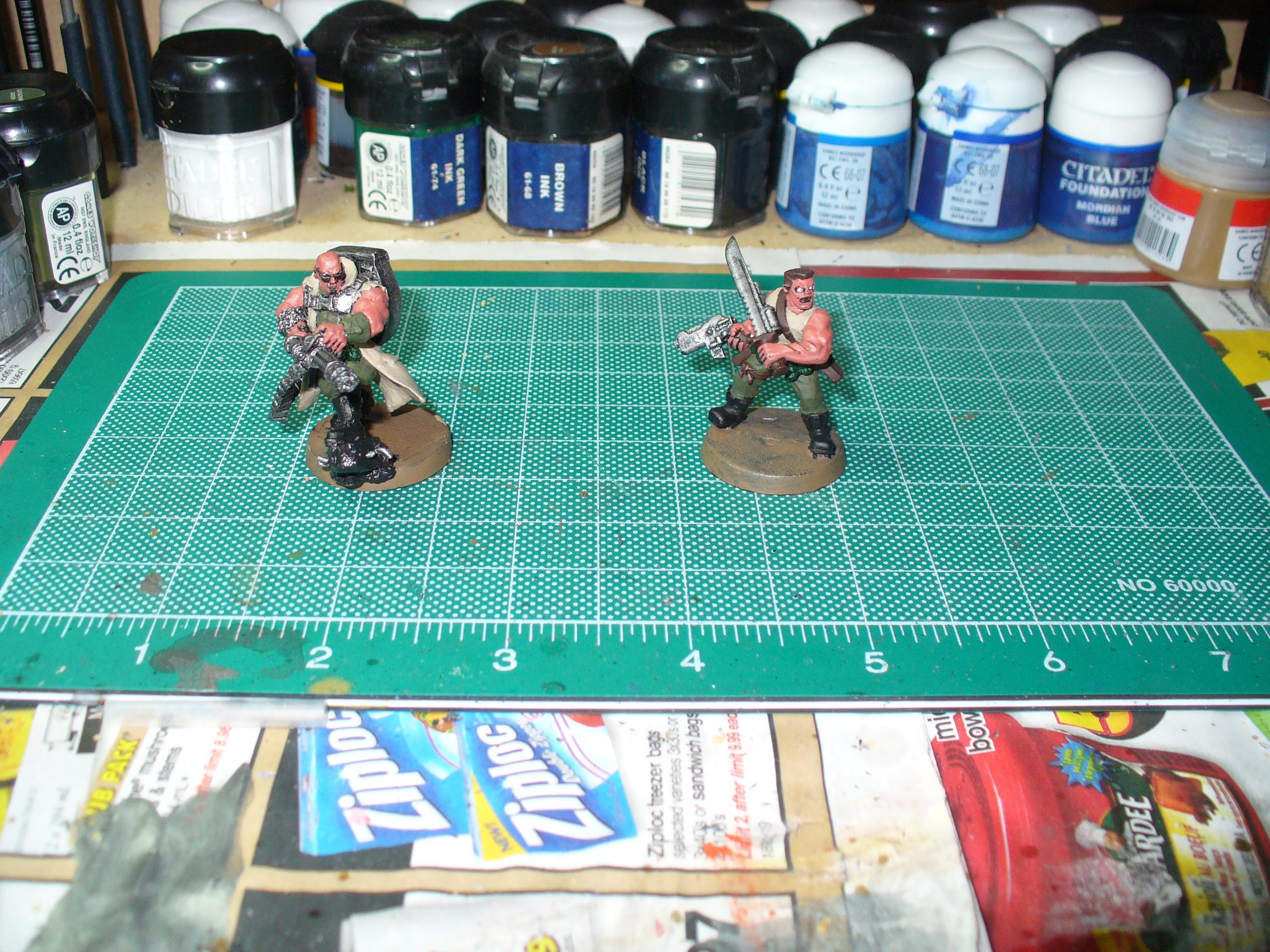 Marbo and a cool looking Heretic miniature, will likely stand in for Sgt Harker until he gets painted