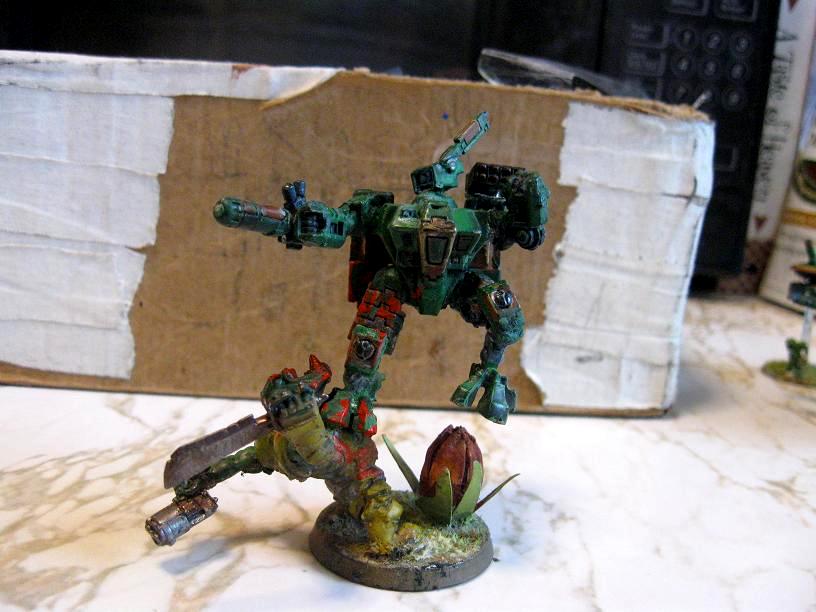 Battlesuit, Diorama, Fireknife, Jungle, Missile Pod, Orks, Plasma Rifle, Tau