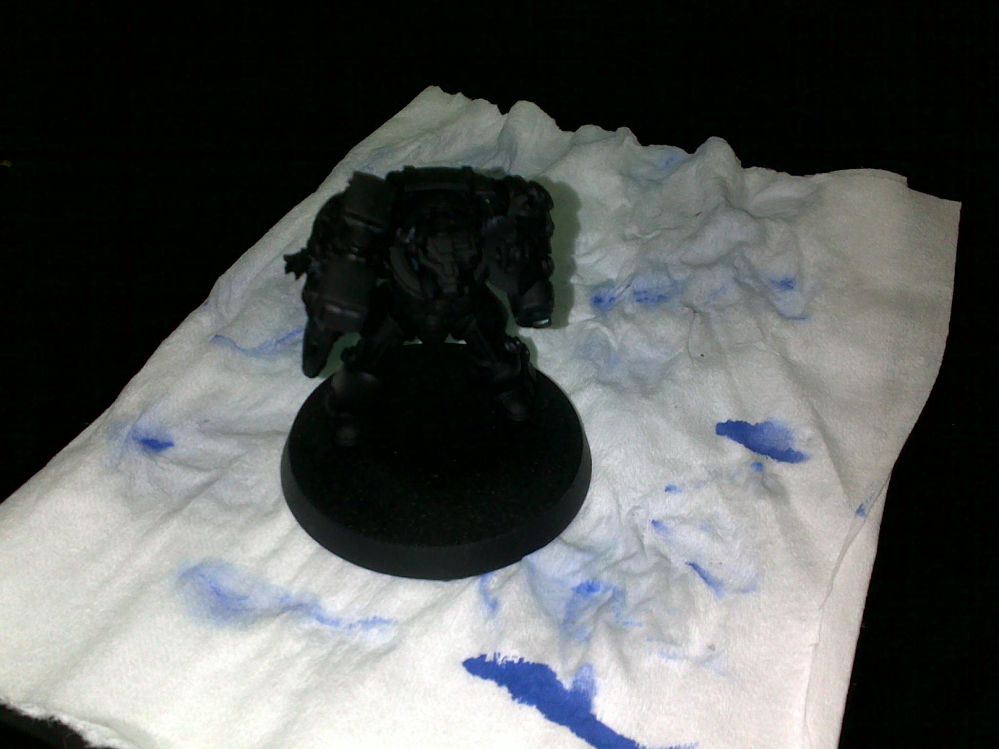 For starters - I base coat the models black - and will even go over them again with a watered down black paint to make sure the coverage is all there - I don't like plastic showing through..
