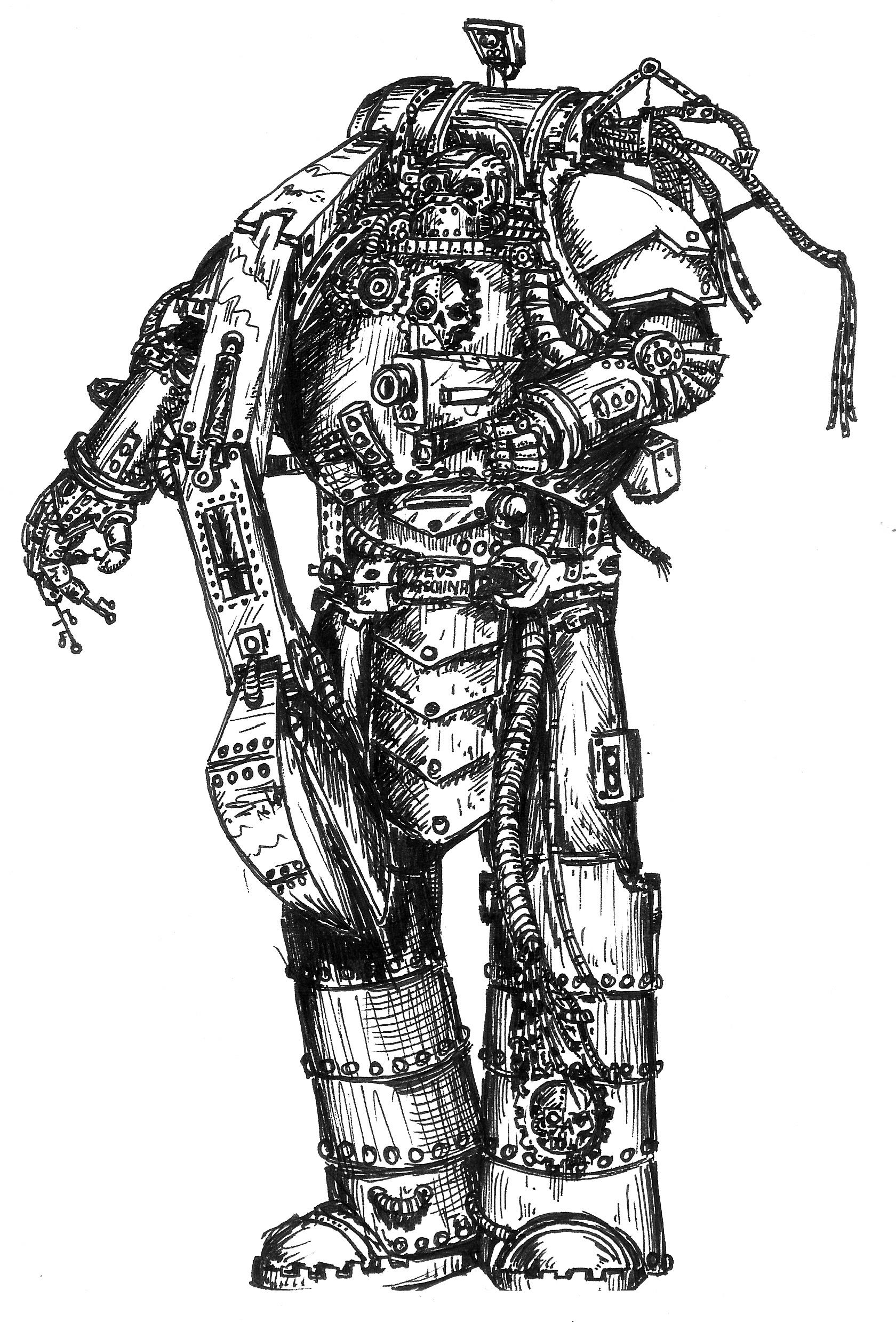 Artwork, Battlesuit, Crisis Battlesuit, Drawing, Old, School, Style, Tau, Weapon