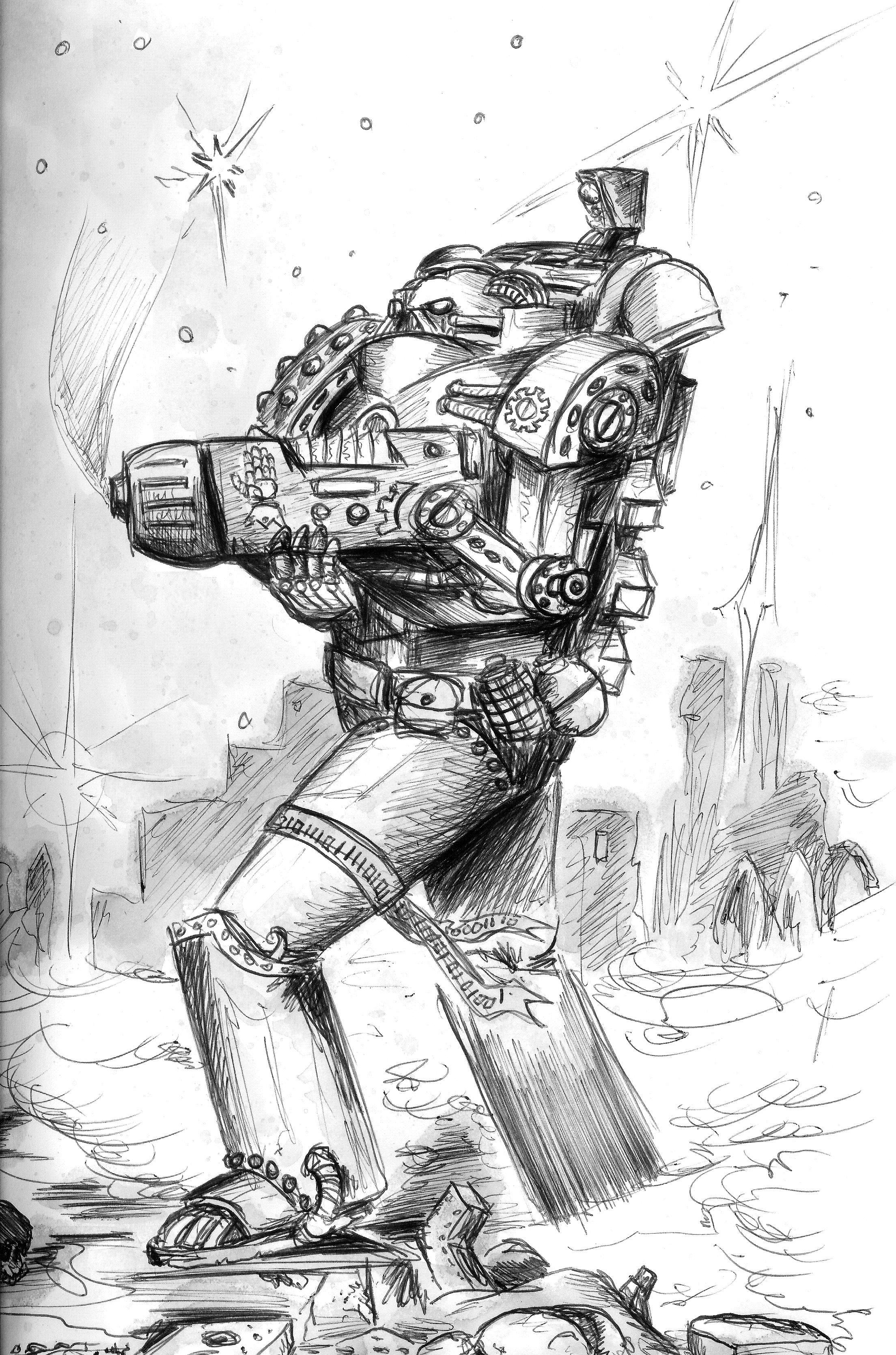 Artwork, Drawing, Iron Hands, Old, School, Style