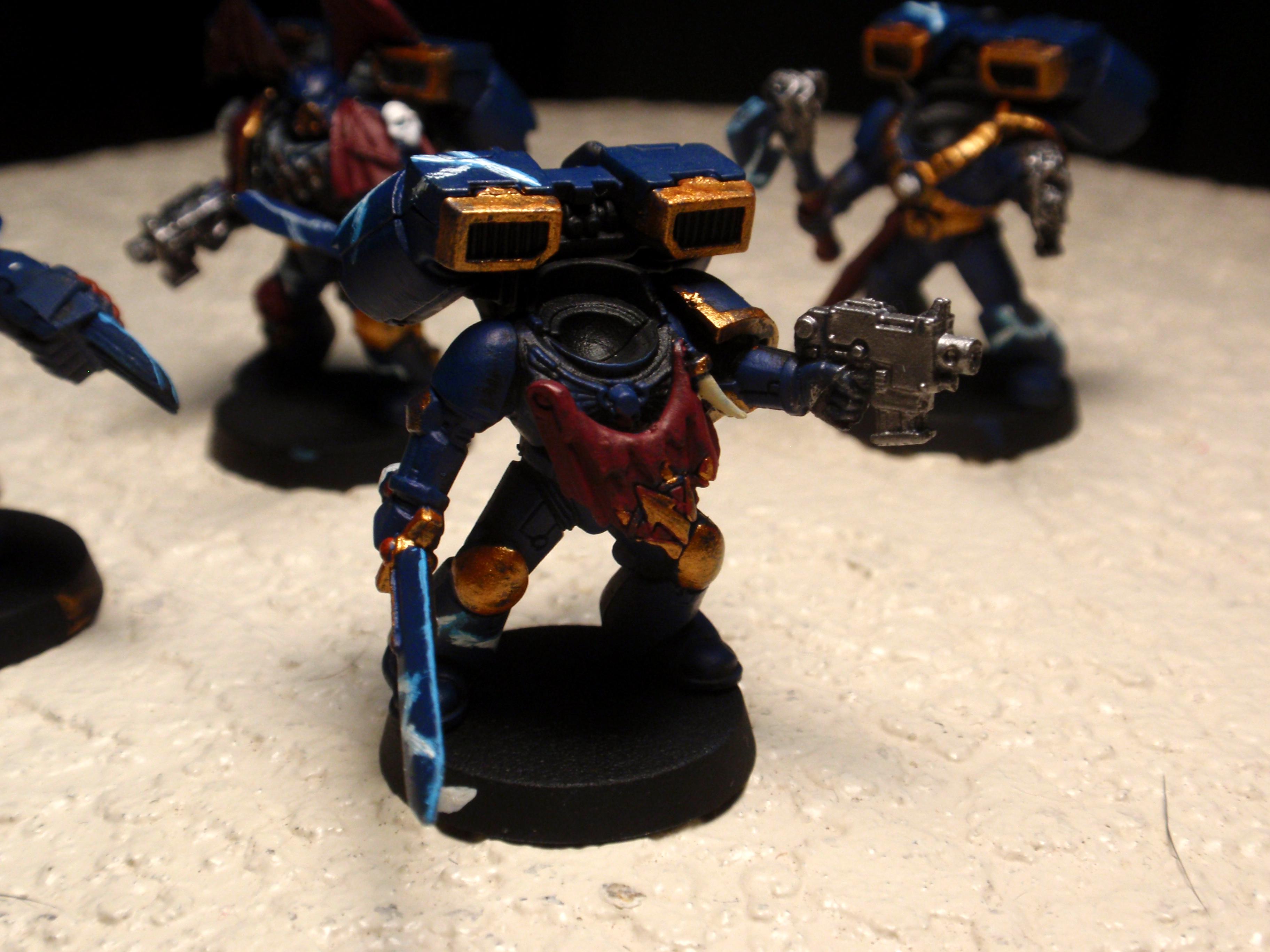 Chaos Space Marines, Command Squad, Headless, Night Lords, Painted, Power Weapon, Raptors, Warhammer 40,000