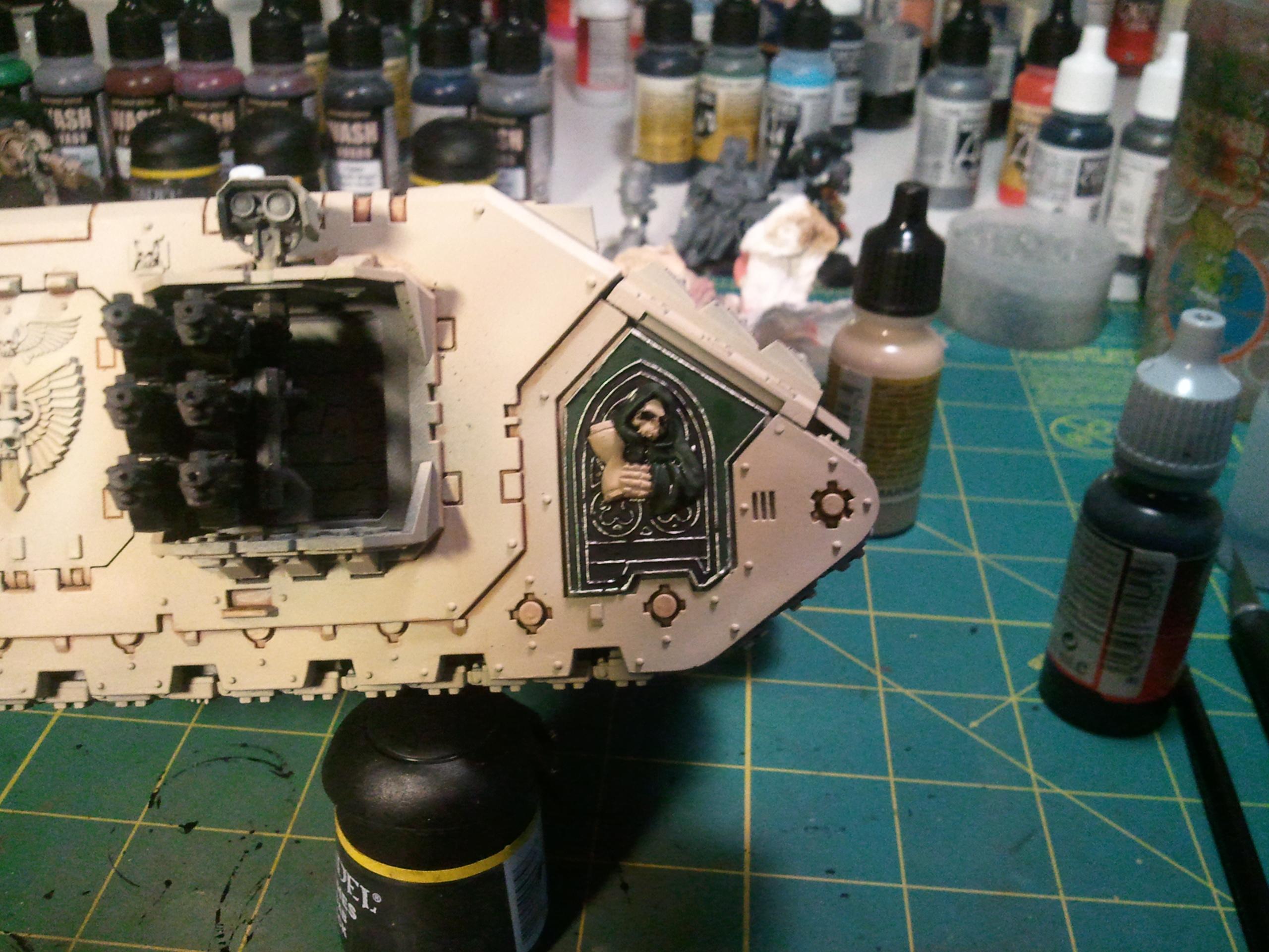 Dark Angels, Deathwing, Land Raider, Sculpting, Space Marines, White