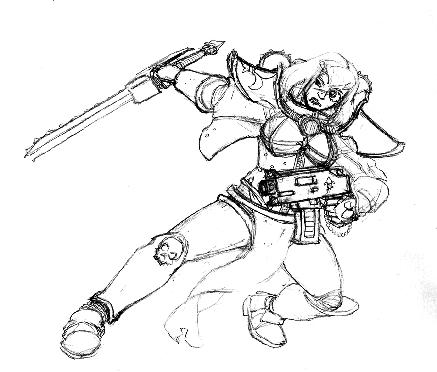 Drawing, Sisters Of Battle, Sketch, Witch Hunters