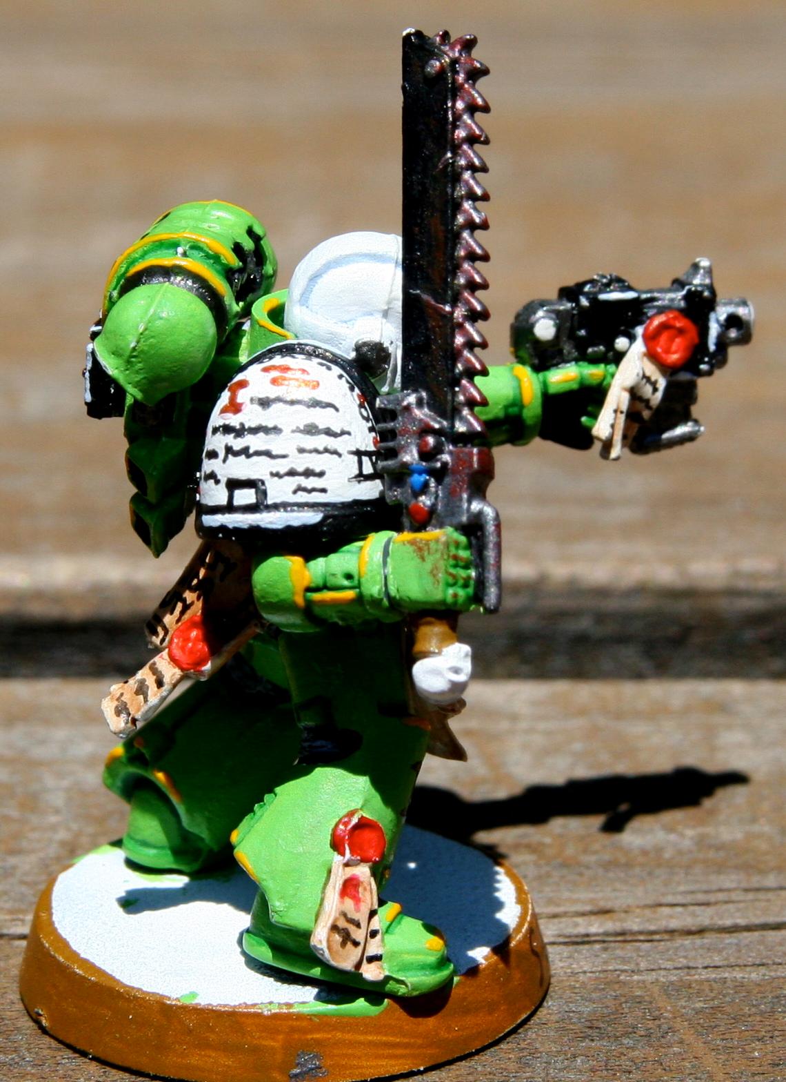 Bolter And Chainsword, Green, Script, Severin, Sons Of Medusa, Space Marines, Vanguard, Veteran
