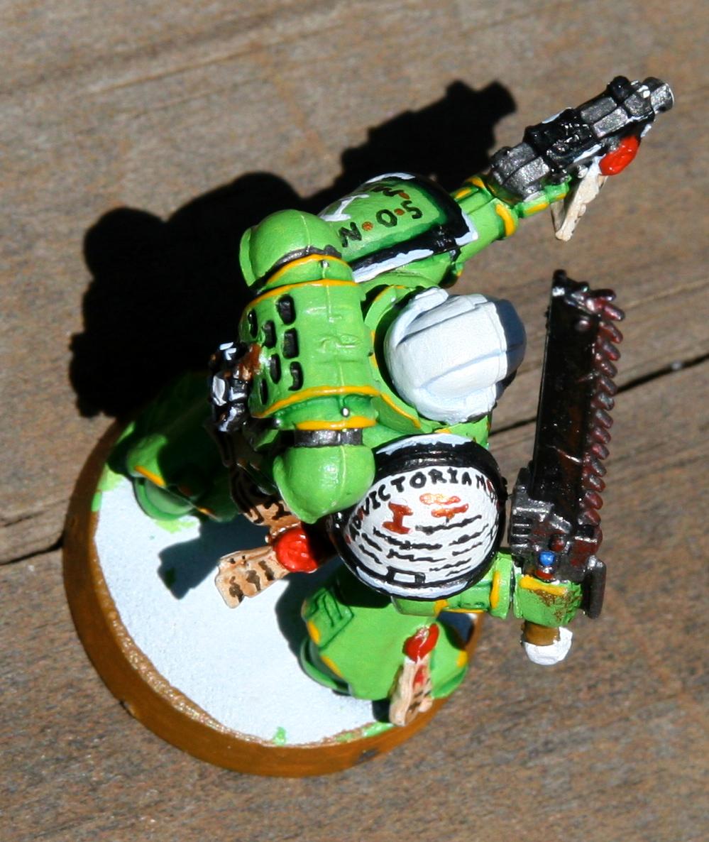 Bolter And Chainsword, Green, Script, Severin, Sons Of Medusa, Space Marines, Vanguard, Veteran