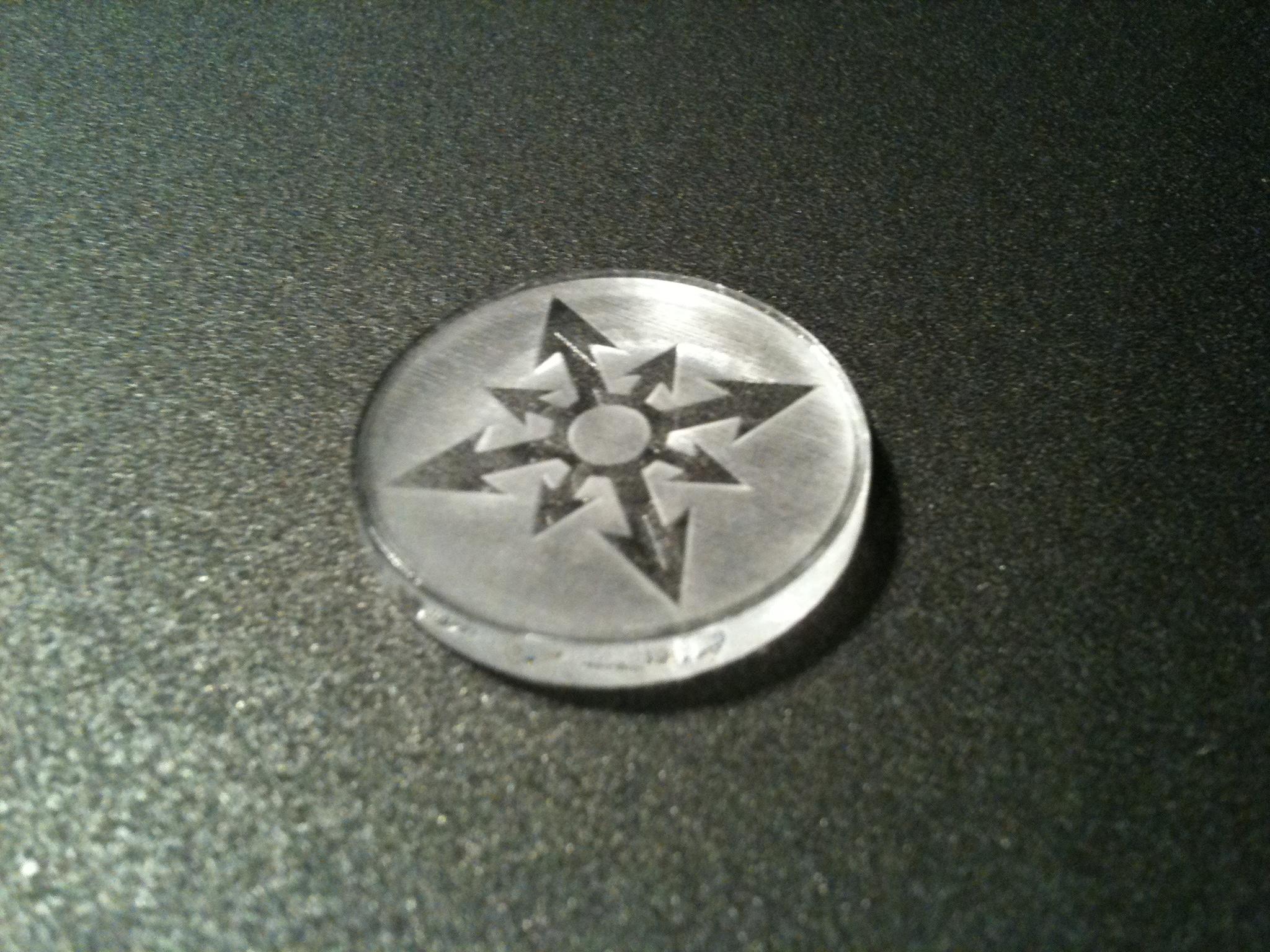 Clsoe up of a base with a Chaos Star
