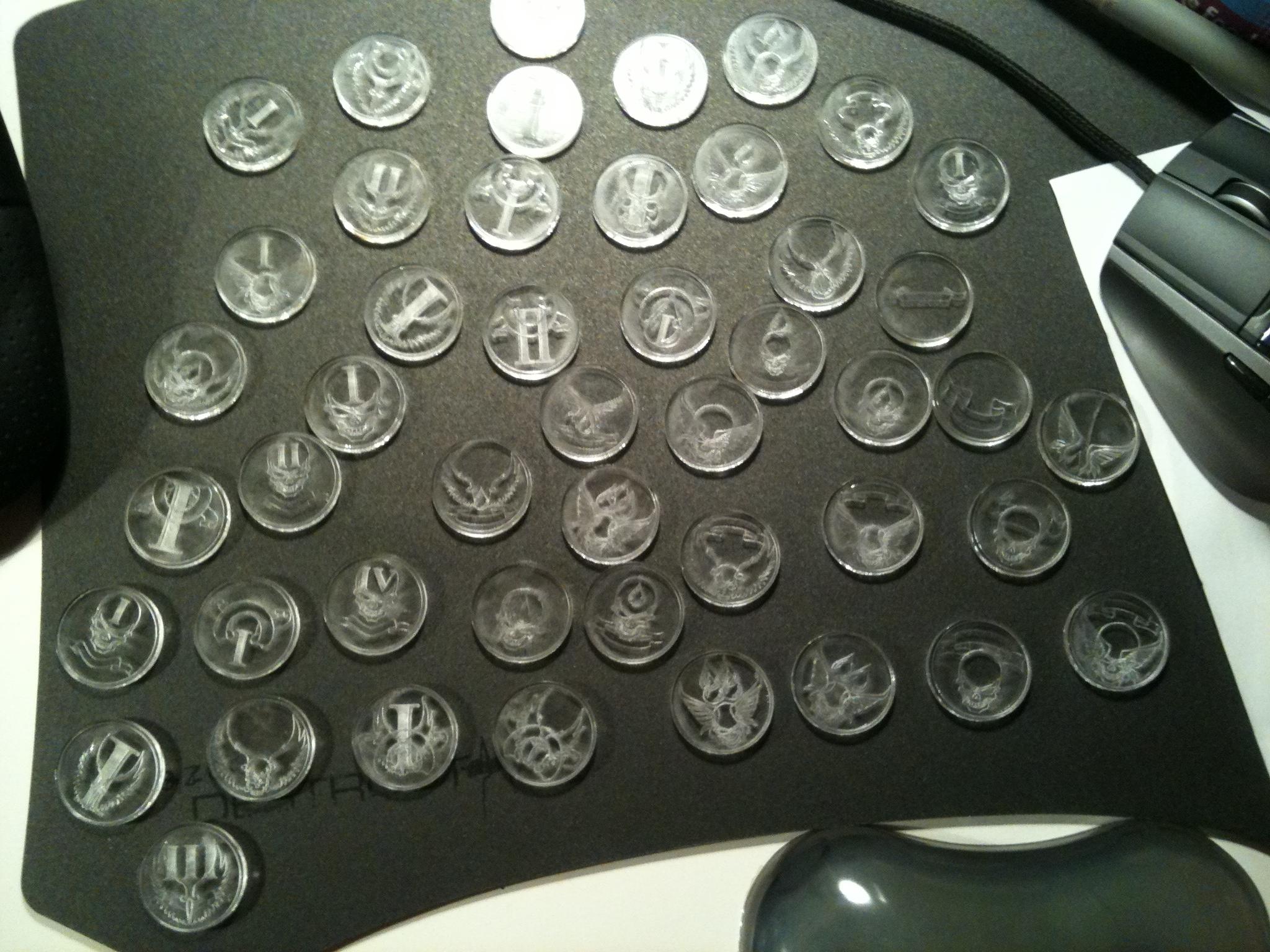 Another Range Harry has been working on, here we have skulls, wings, scrolls and numerals! This set of bases took the same amount of time as the Fist bases, despite there being 3 times as many!
