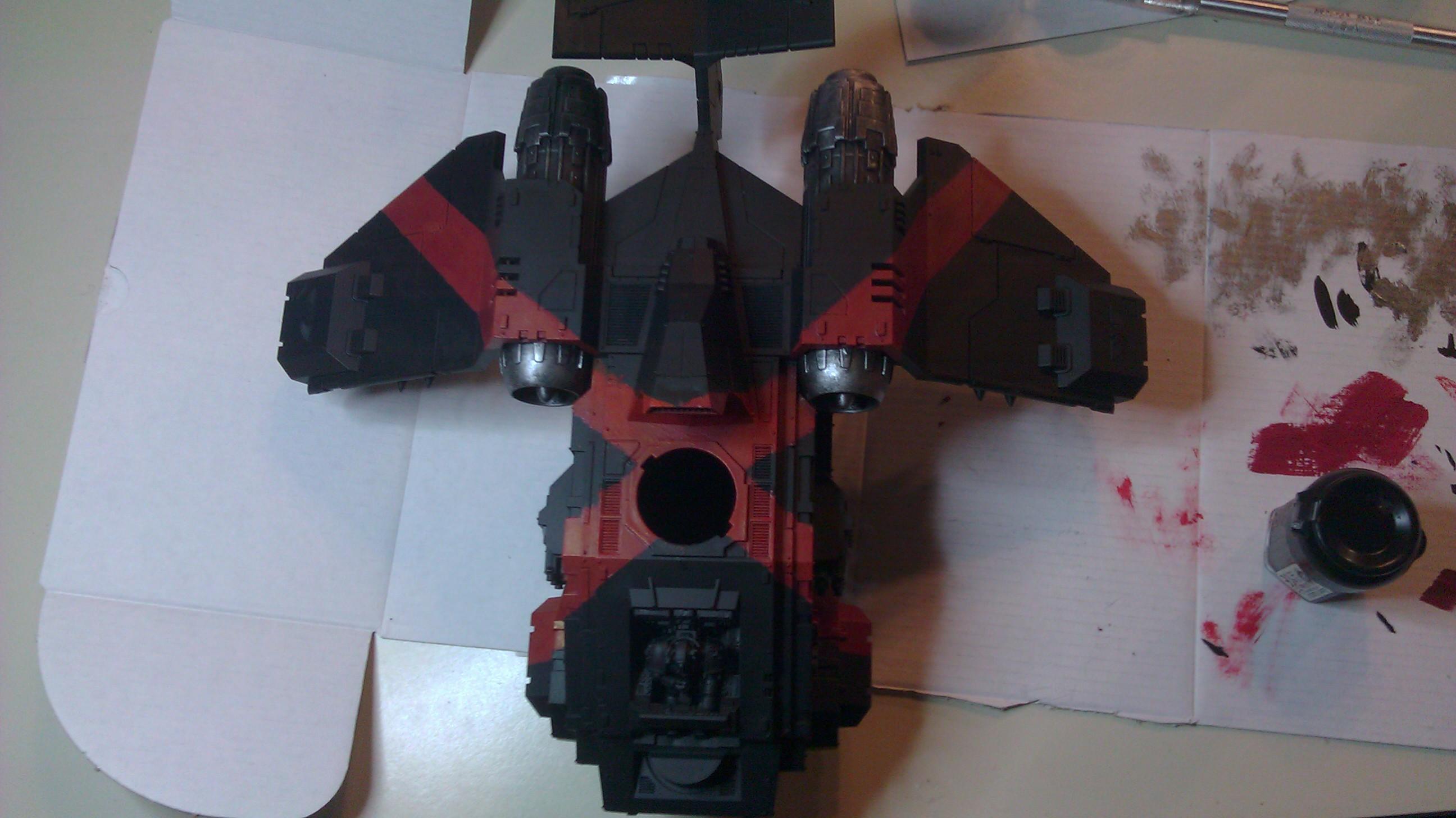 here it is touched up and the beginning of adding boltgun metal to engine( for this i just drybrushed it on to give it a faded look and to not over do the metallic color