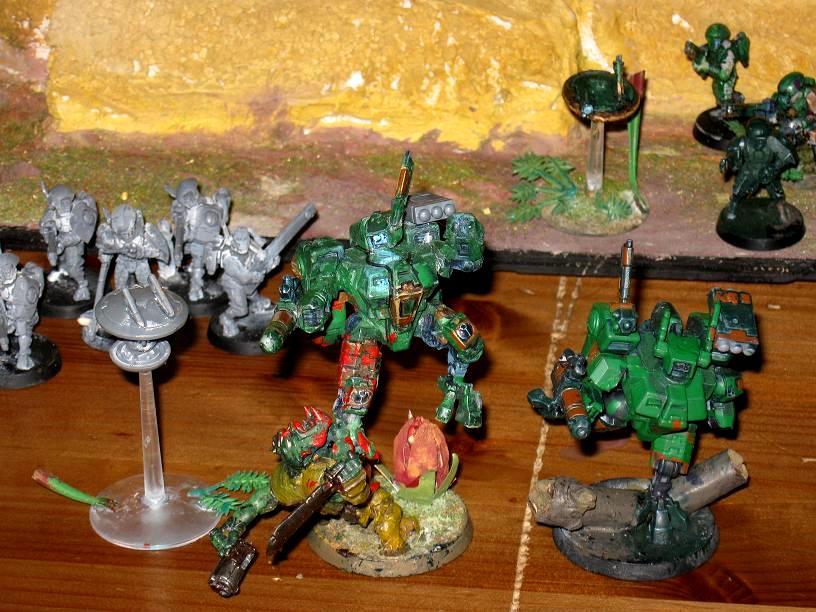Battlesuit, Drones, Ethereal, Fire Warriors, Hammerhead, Jungle, Piranha, Tau, Terrain