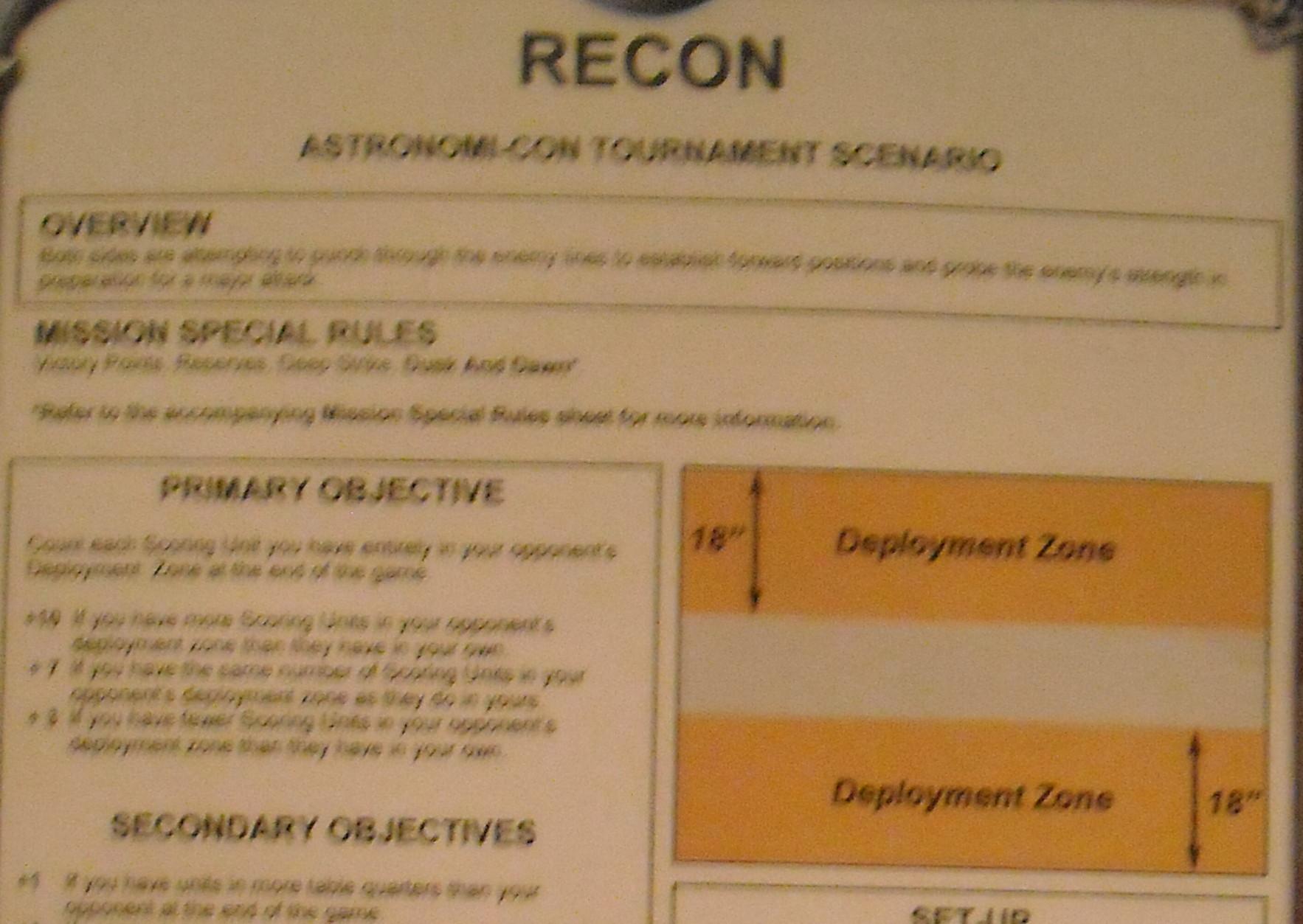 Scenario, Recon scenario