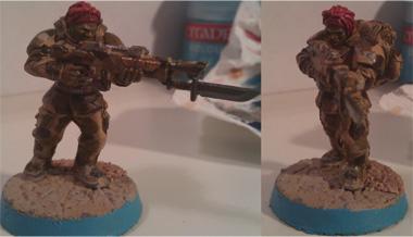 The other attempt at painting dark skin, a bit better but not that much. Also an attempt at painting red hair actually. Not the best combination ever..