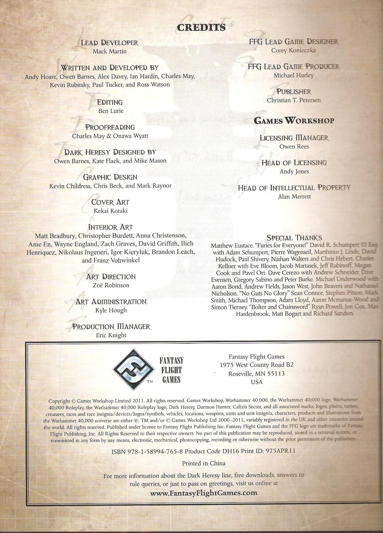 Copyright Ffg, Daemonhunters, Ffg, Inquisition, Rpg