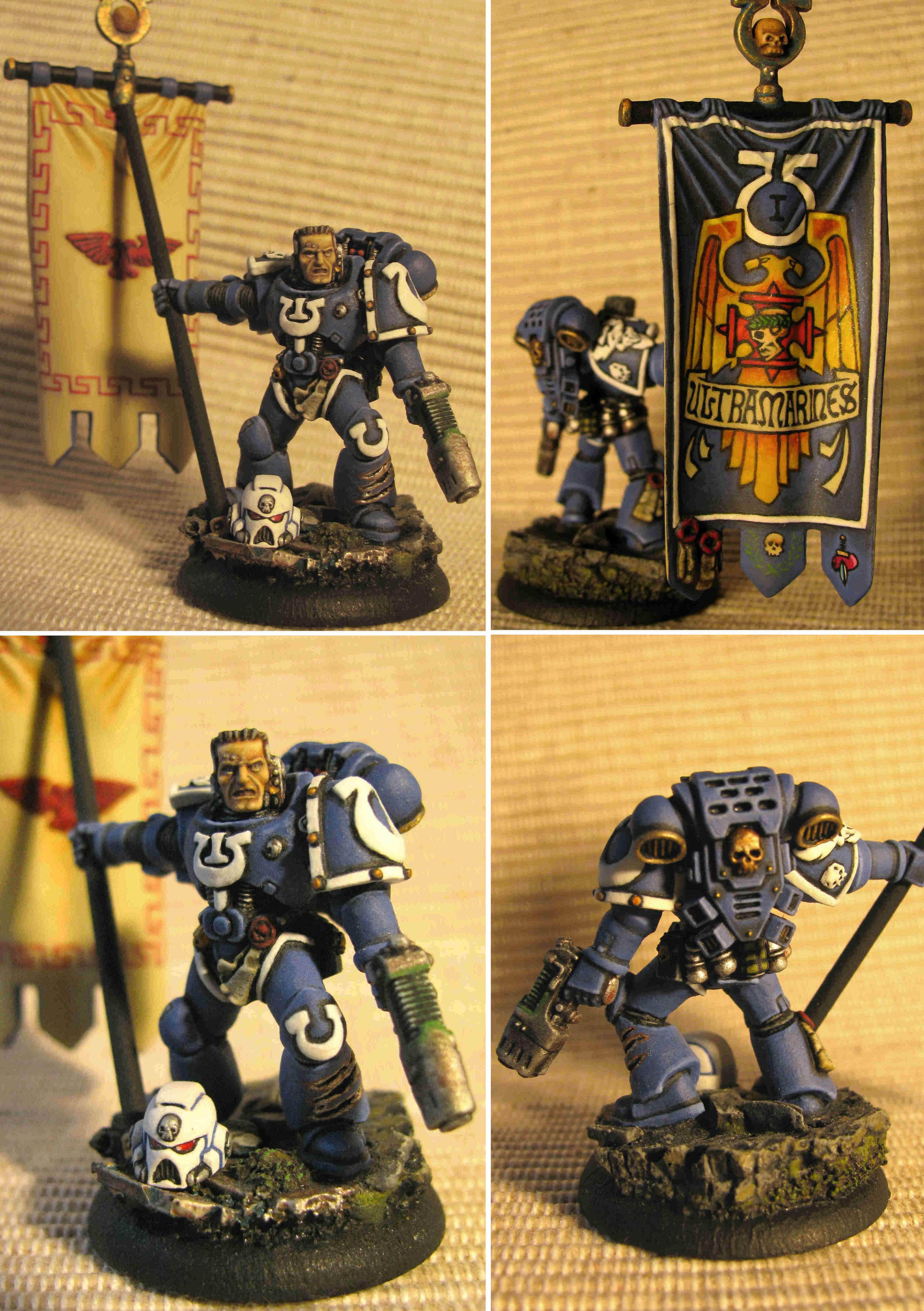 Base, Battle Damage, Chainsword, Damage, Face, Flag, Freehand, Gun, Helmet, Orcs, Plasma Gun, Pole, Purity Seal, Scratch, Sergeant, Space Marines, Standard Bearer, Sword, Tyranic War, Ultramarines, Veteran, Warhammer 40,000
