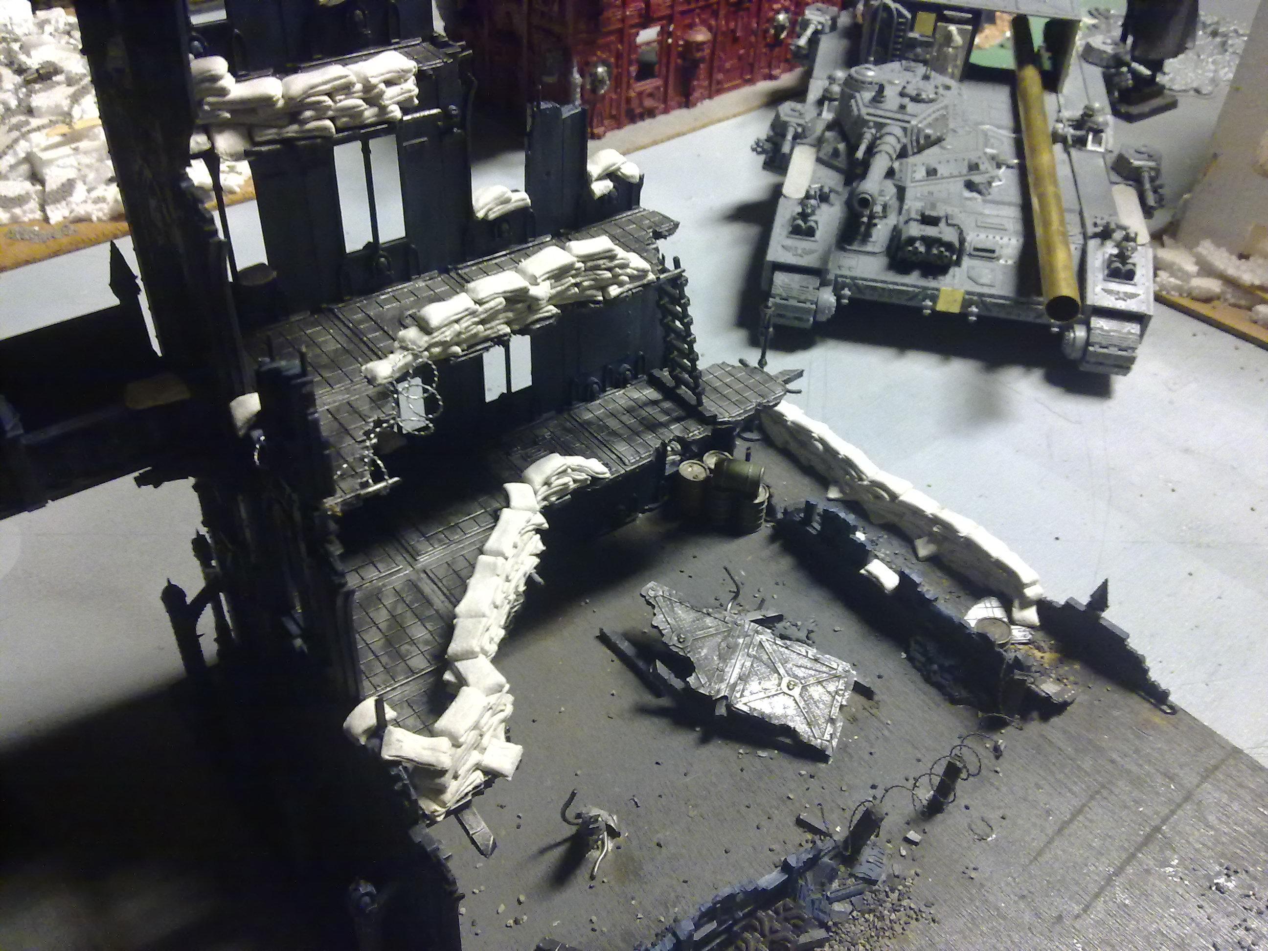 My heavily fortified building. With my massive work in progress tank in the back ground!