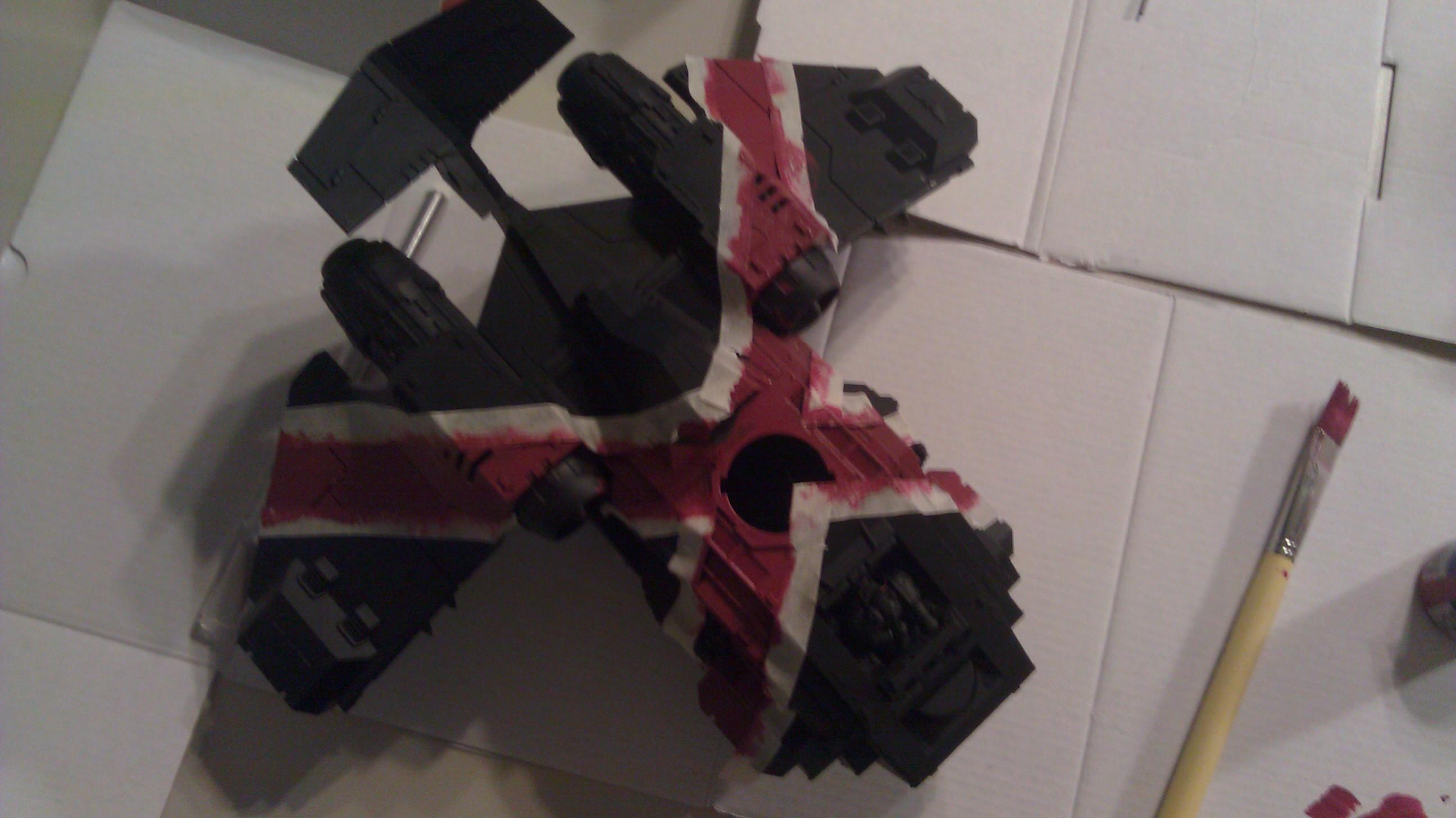 then follow red gore with about 2 coats and with a smaller brush to give it a layered look