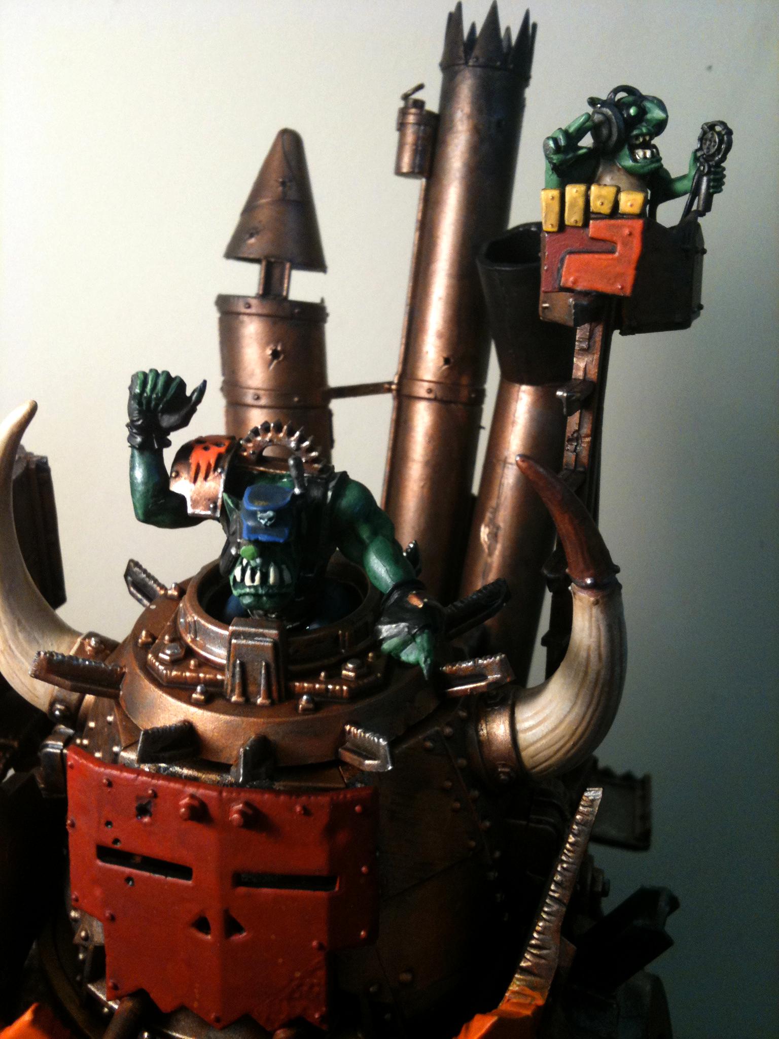 Flames, Grots, Head, Orks, Rust, Rustbukkitz, Stompa, Wet-blend