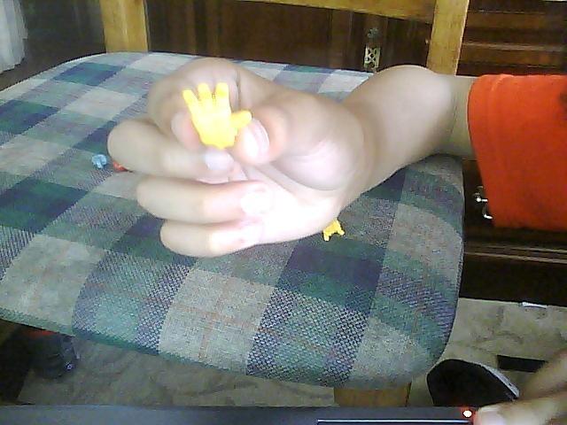 This is one of the hands that I am going to use, cut from a bumble bee toy, I thought it would be perfect to use 