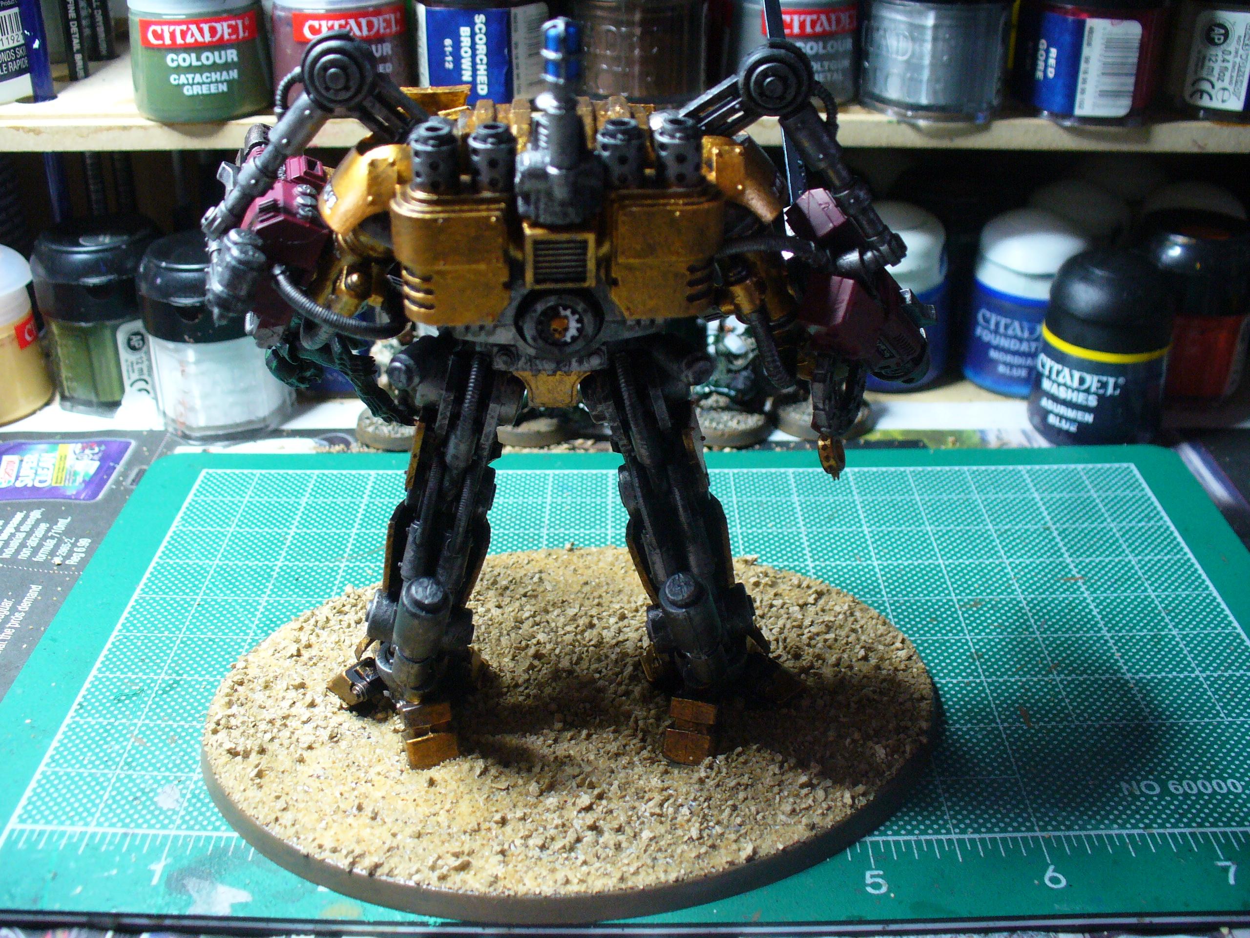 From the back, Teleport beacon is between the exhaust stacks