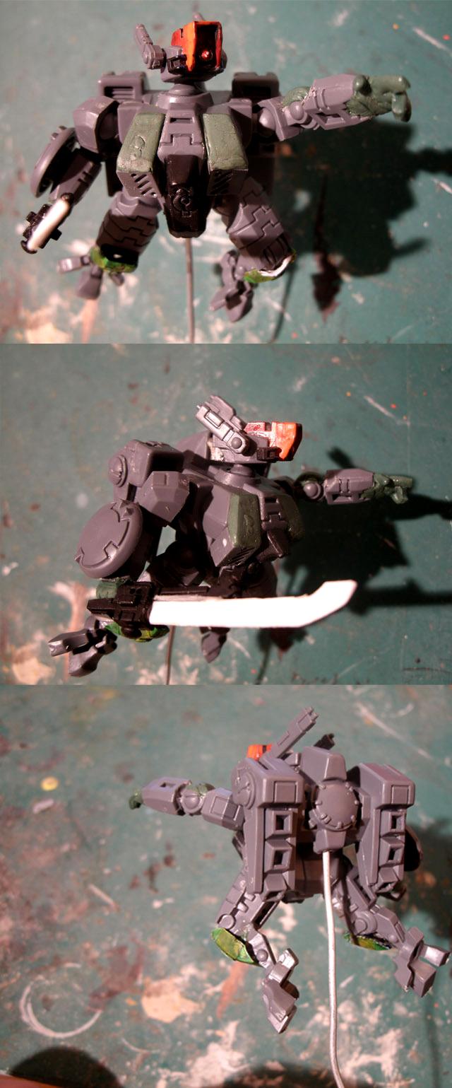 Tau Assault Commander Battle Suit  Plastic Card Green Stuf Converting