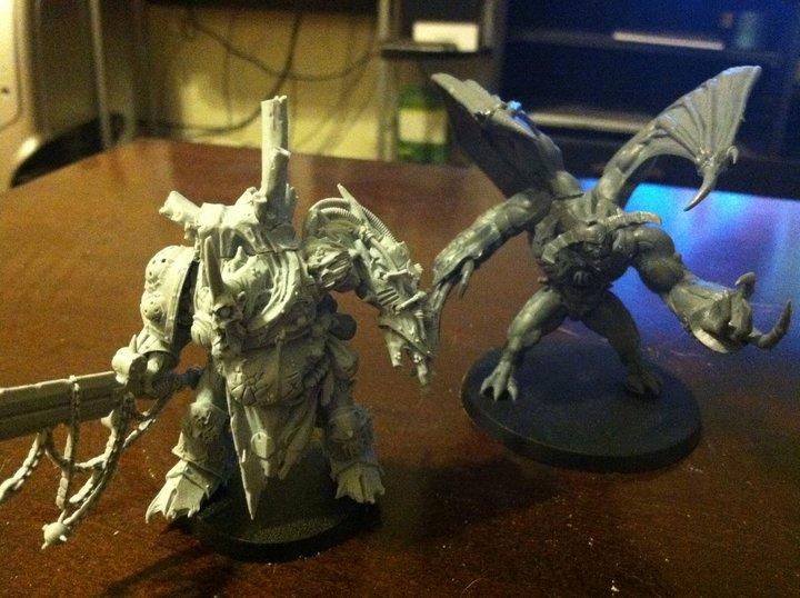 2 princes, i plan on priming them tonight and start painting on the winged one, i need to find a way to give the nurgle prince some kind of wings as to not make him look dumb