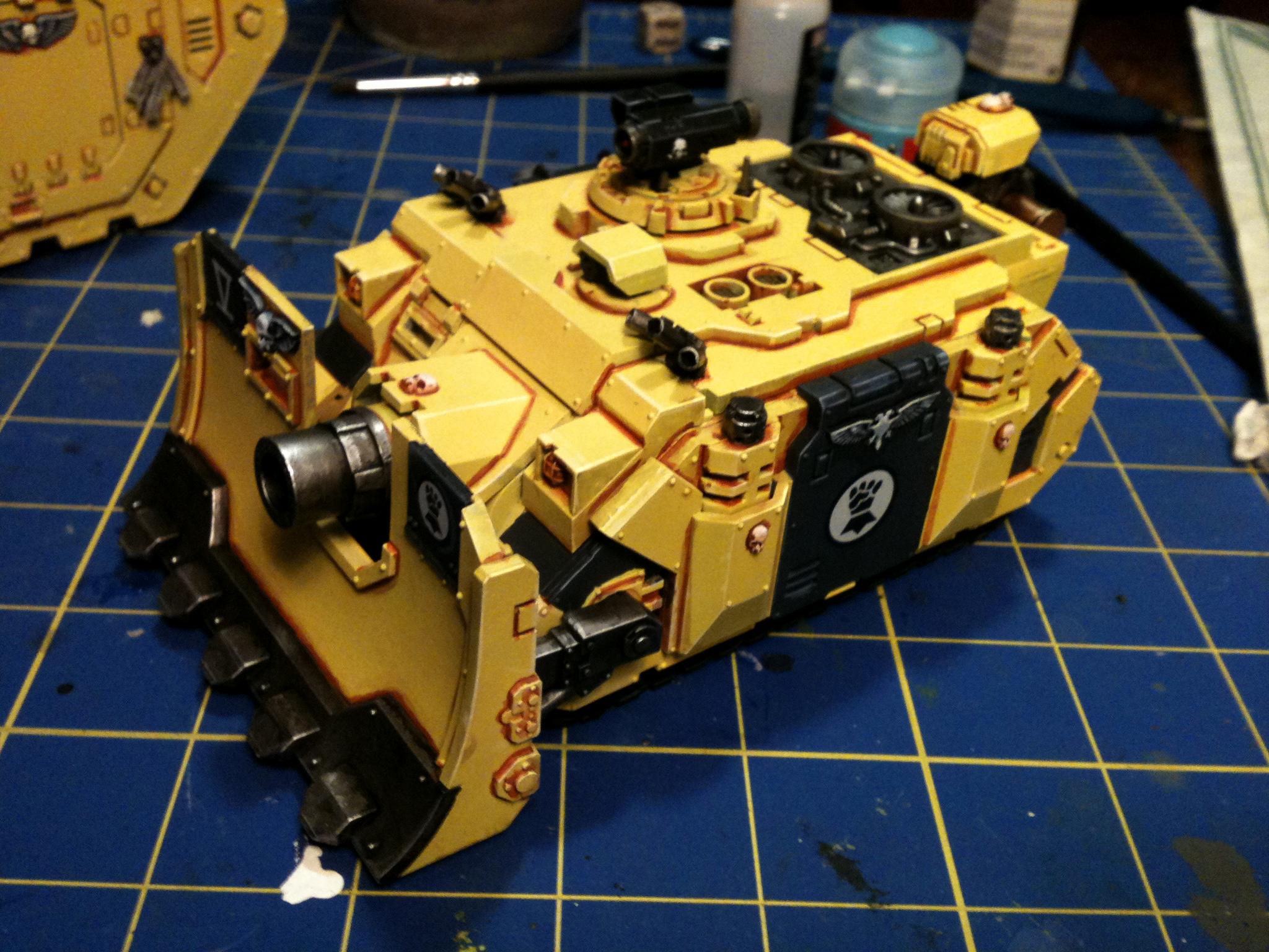 Black, Fist, Fists, Imperial, Imperial Fists, Painted, Space Marines, Tank, Vindicator, Warhammer 40,000, Yellow