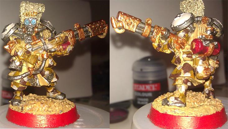 The flamer dude. It's a cadian flamethrower, since the original one was... quite old school looking
