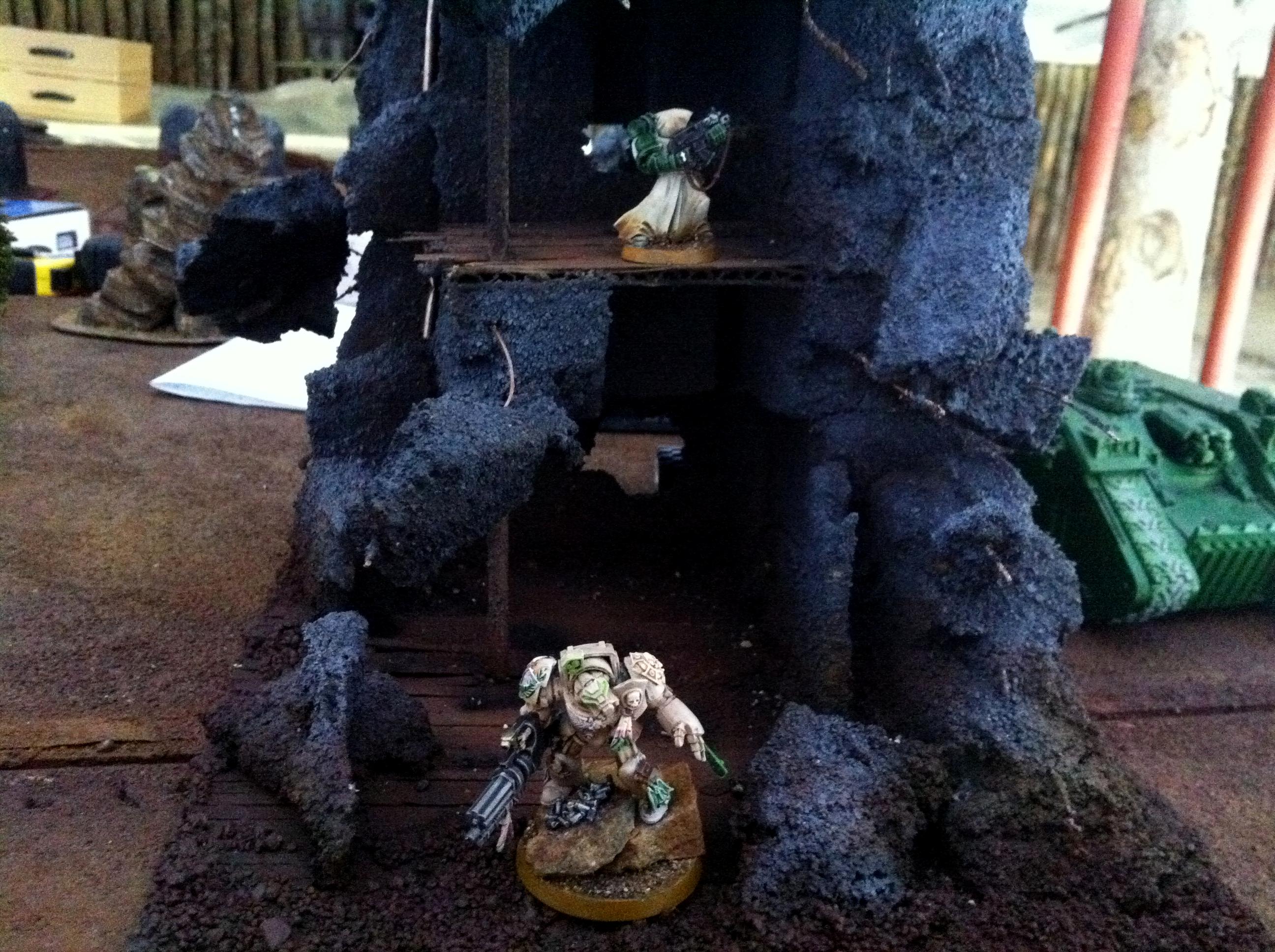 Buildings, Dark Angels, Deathwing, Land Raider, Ruined, Space Marines, Terminator Armor