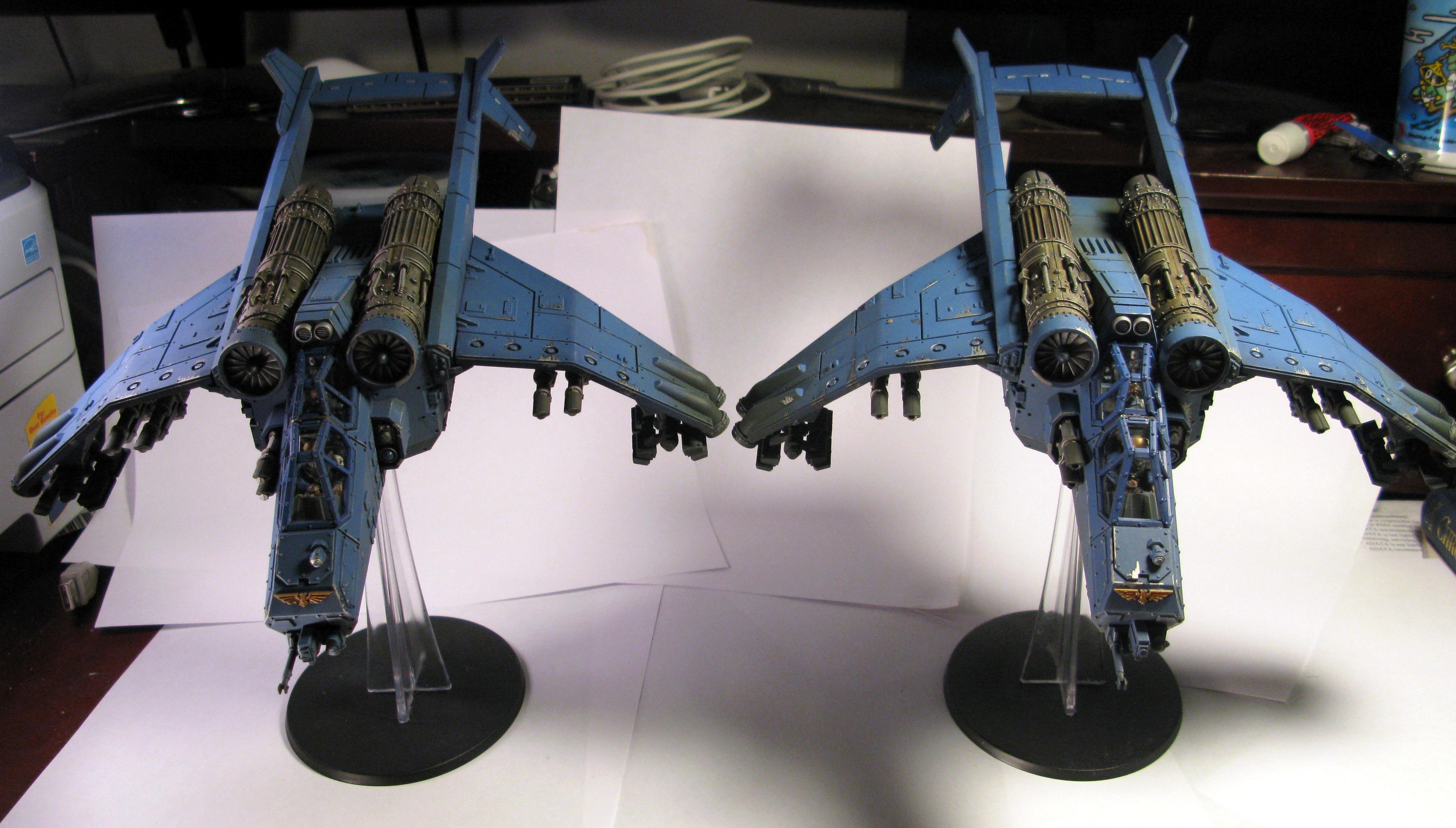 Airbrush, Blue, Flyer, Imperial Guard, Valkyrie, Vendetta, Weathered, Work In Progress