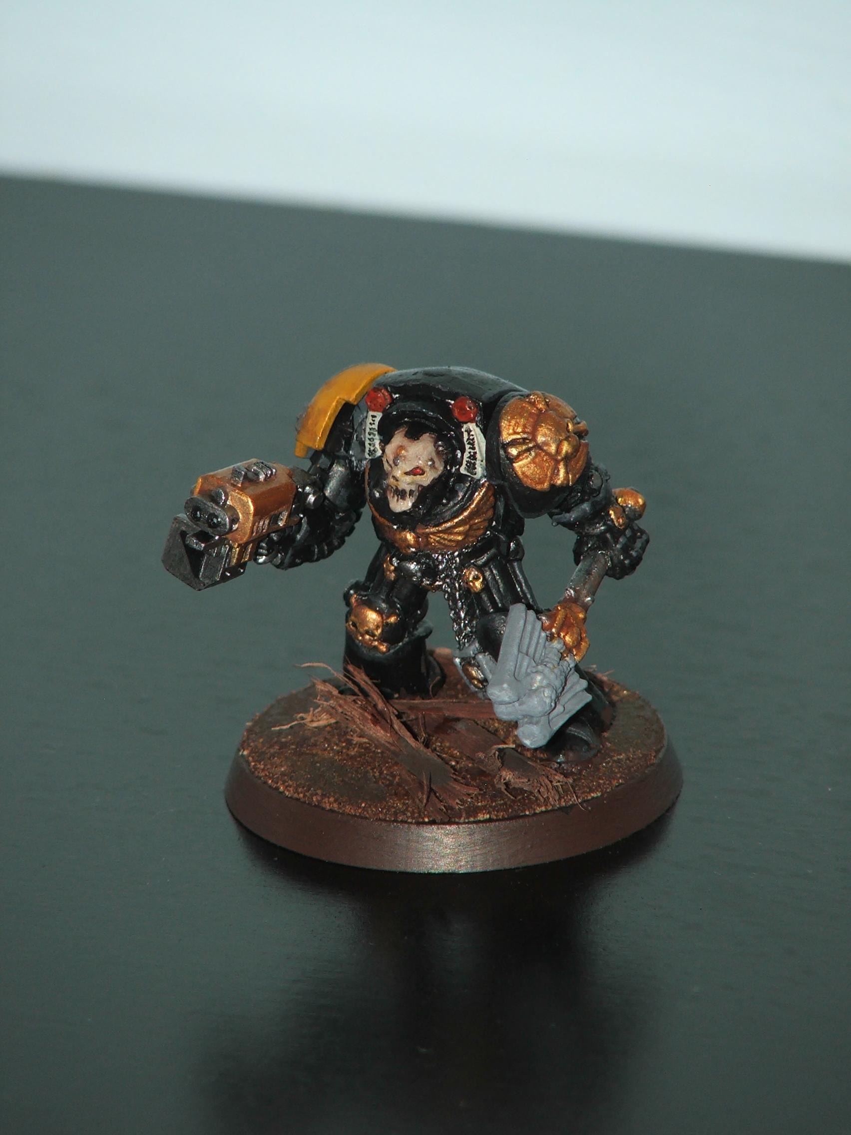 Chaplain, Crozius Arcanum, Imperial Fists, Space Marines, Storm Bolter, Terminator Armor