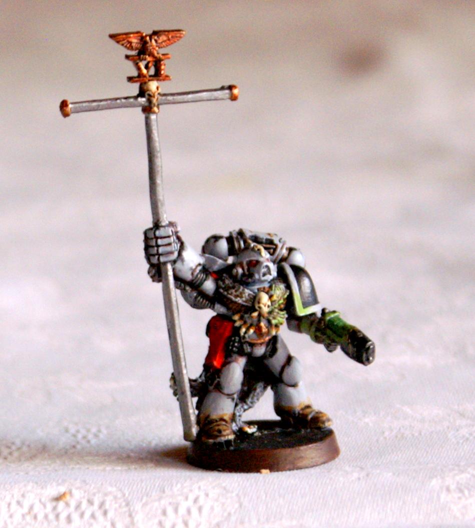 Astartes, Grey, Imperial, Space Marines, Space Wolves, Standard Bearer