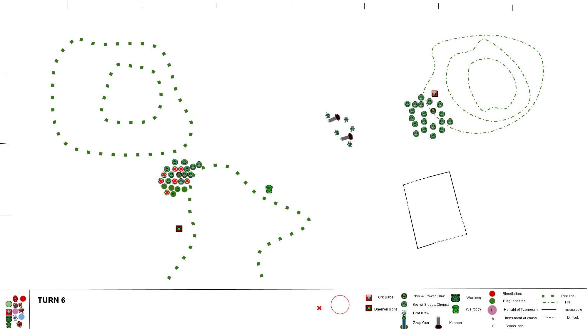 500pt Ork vs Daemon - Turn 6.1 (End)