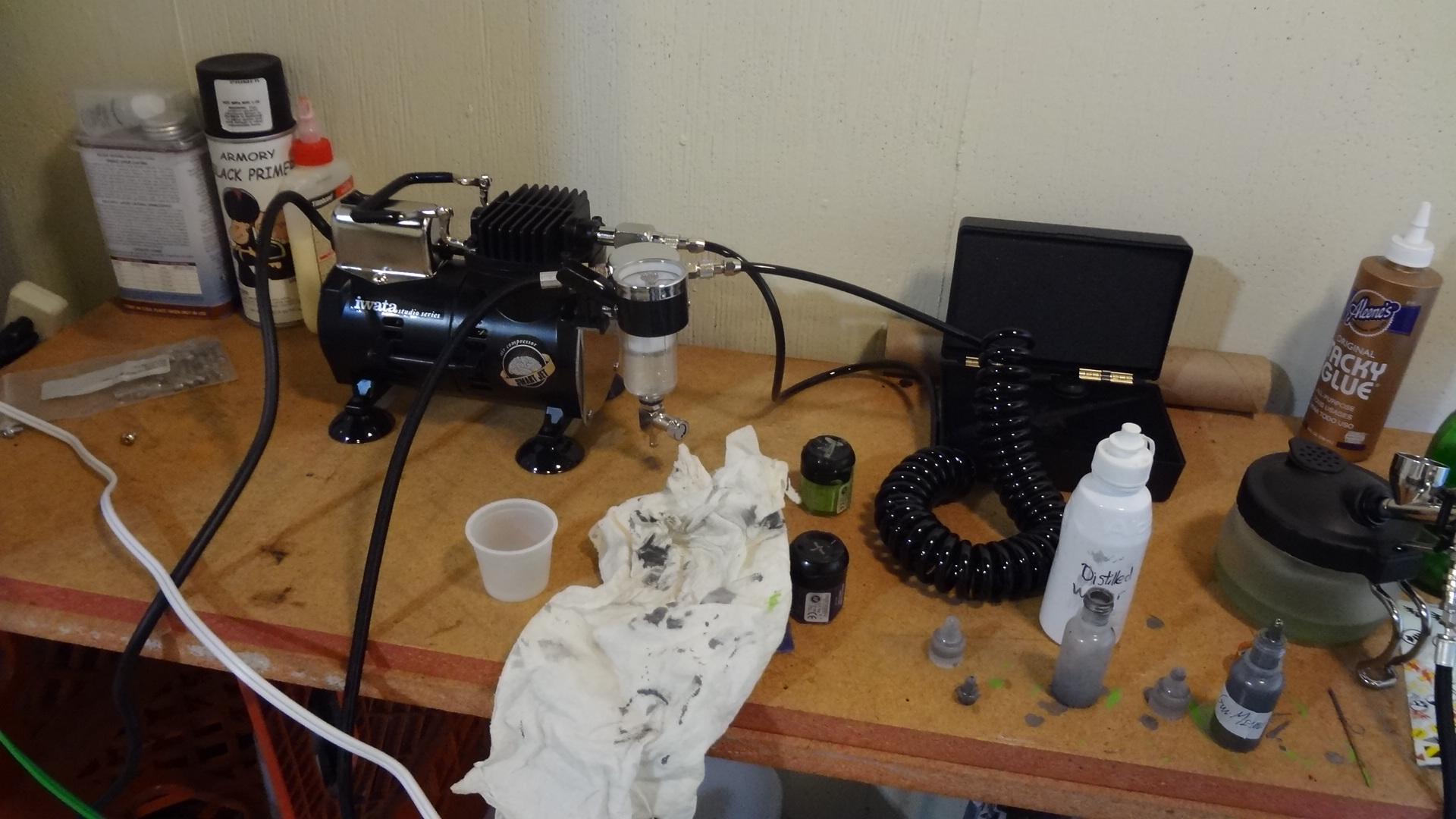 My lovely paint station at the my buddies house